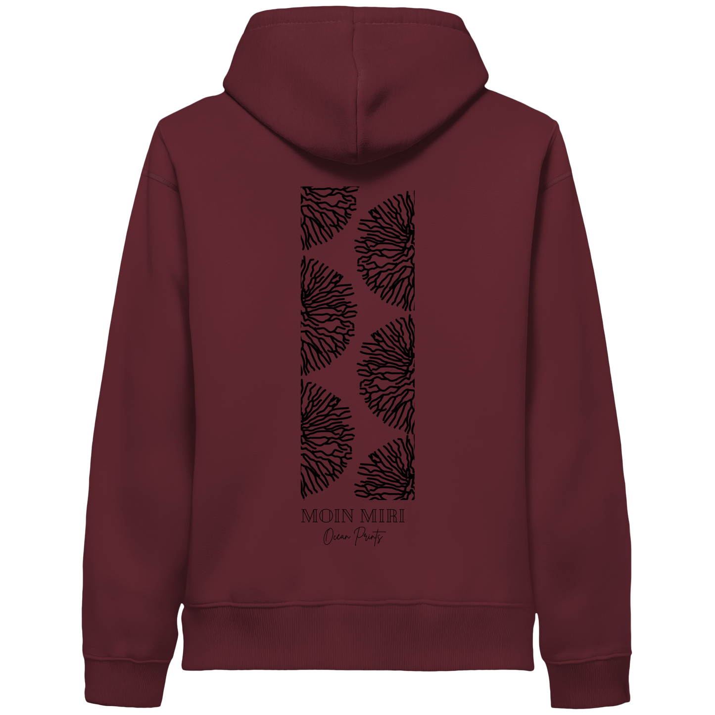 Black Coral Stripe - Back Print - Organic Side Pocket Hoodie