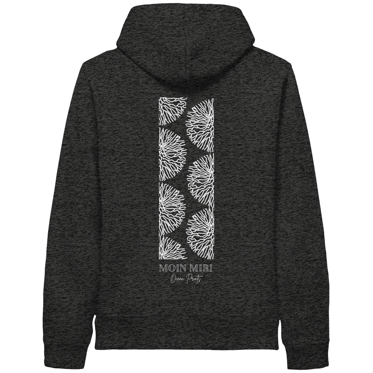 White Coral Stripe - Back Print - Organic Side Pocket Hoodie