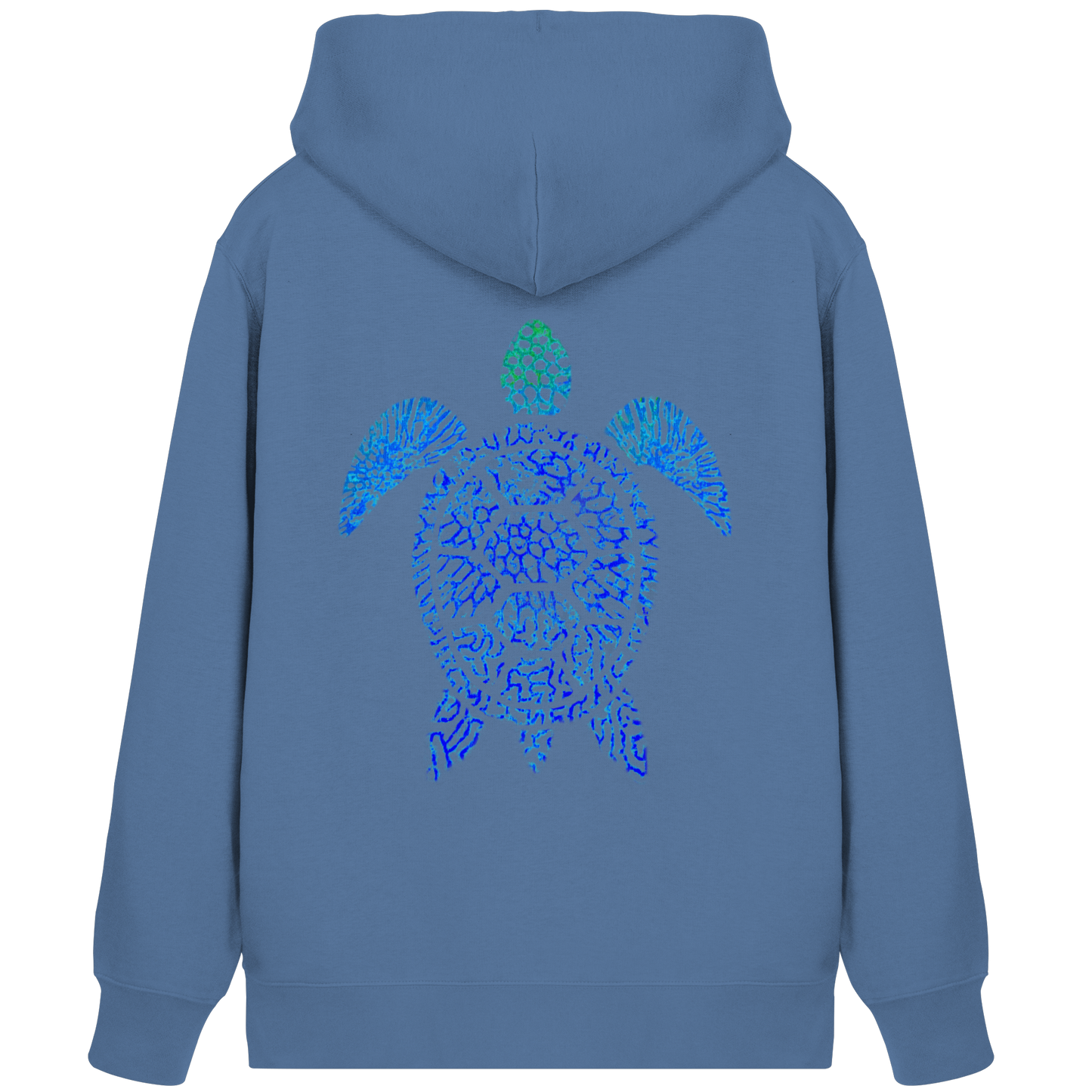 Blue Coral Turtle - Back Print - Organic Zipper