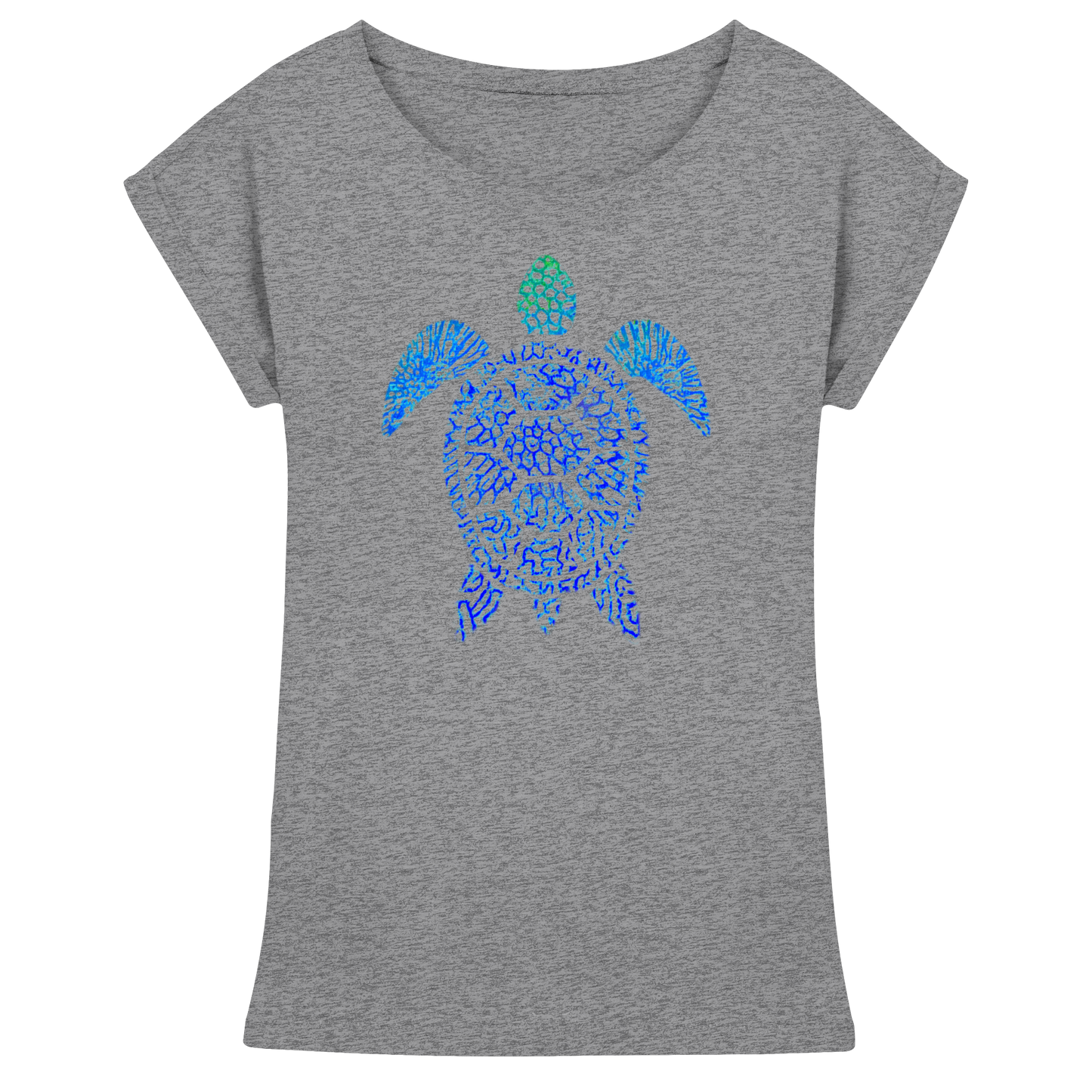 Blue Coral Turtle - Womens Extended Shoulder T-Shirt