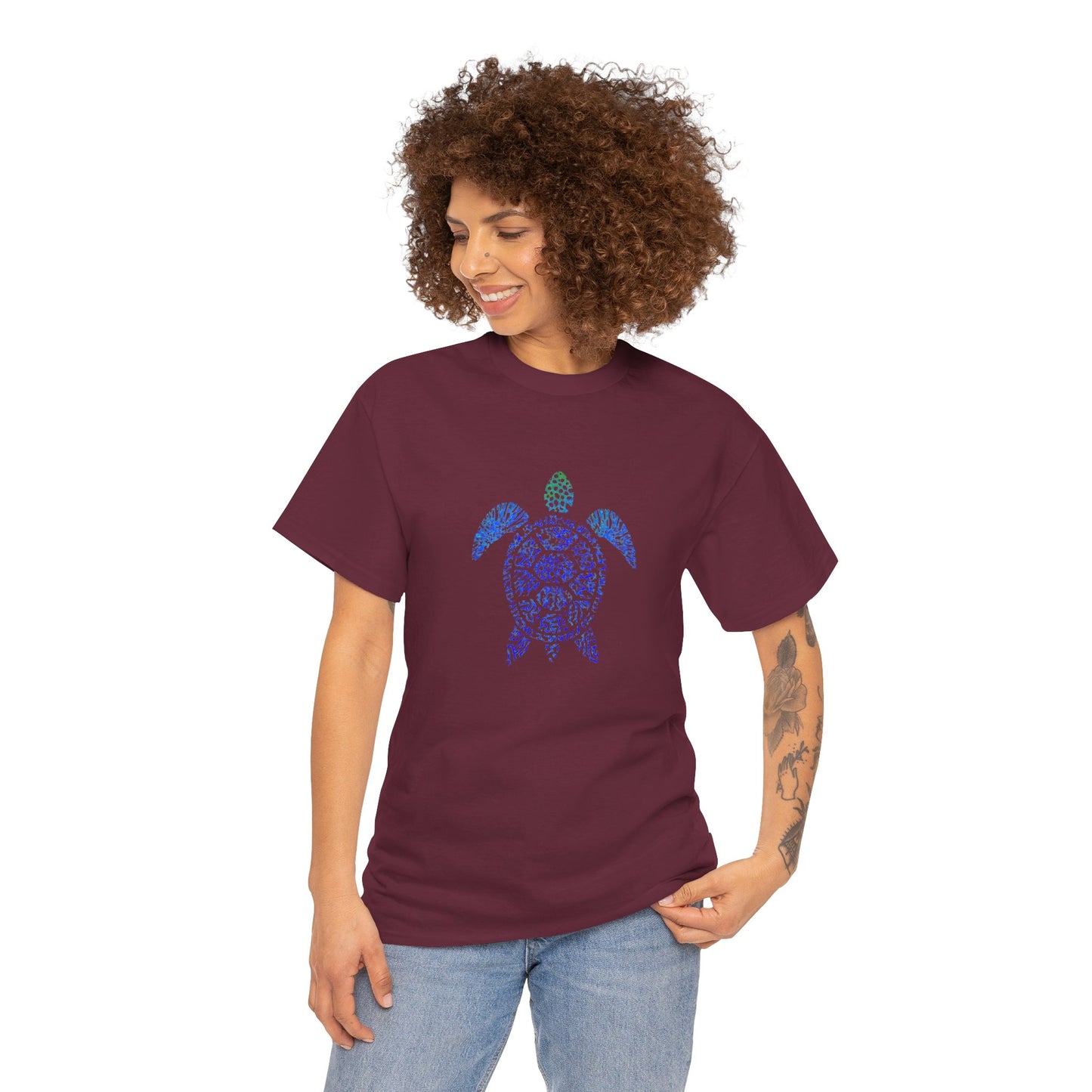 Turtle & Coral Print T-Shirt | Soft Cotton | Unisex