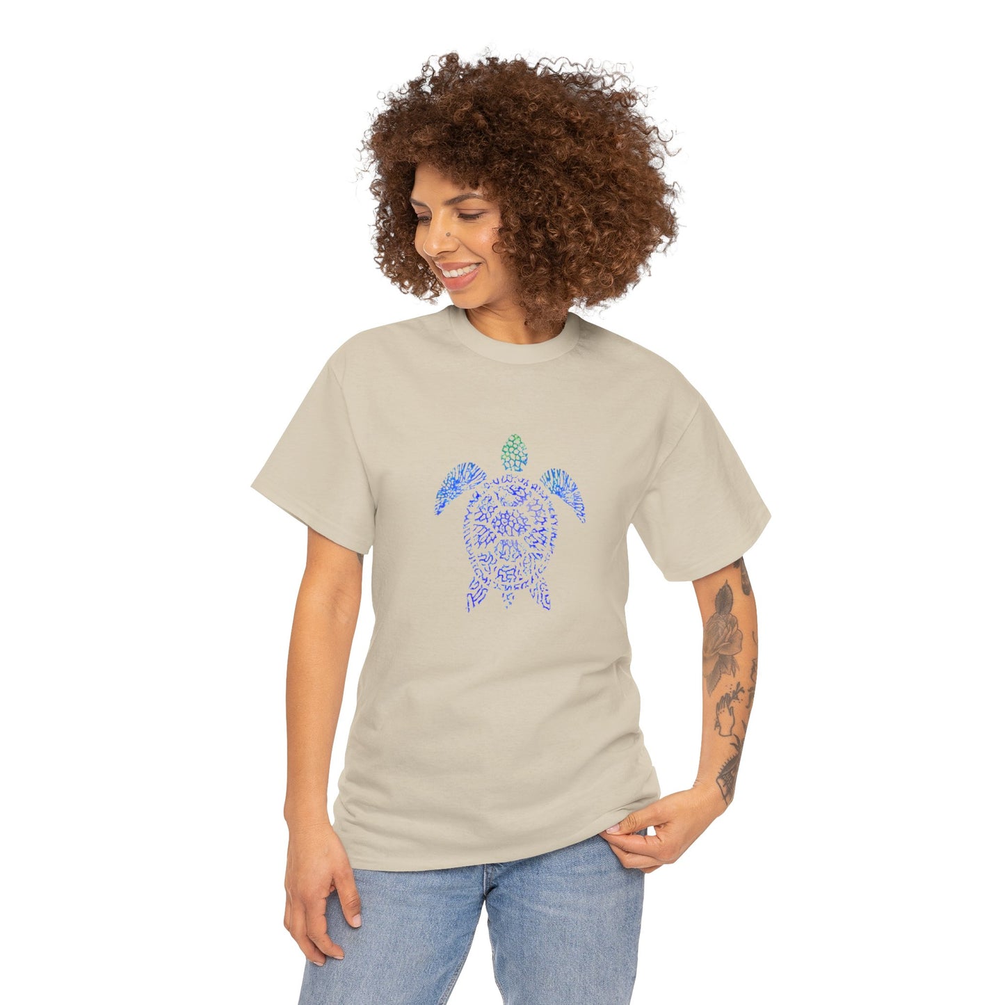 Turtle & Coral Print T-Shirt | Soft Cotton | Unisex