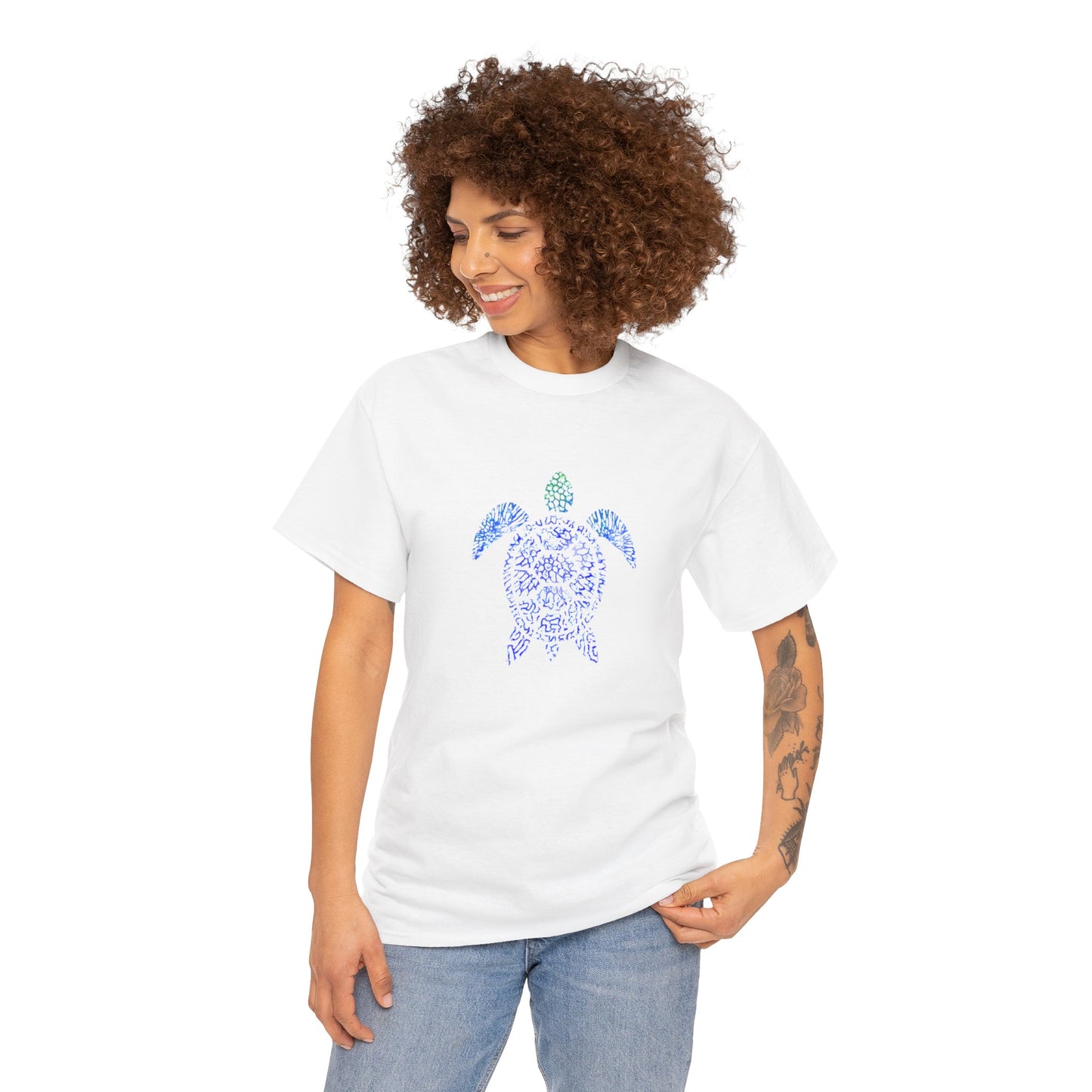 Turtle & Coral Print T-Shirt | Soft Cotton | Unisex