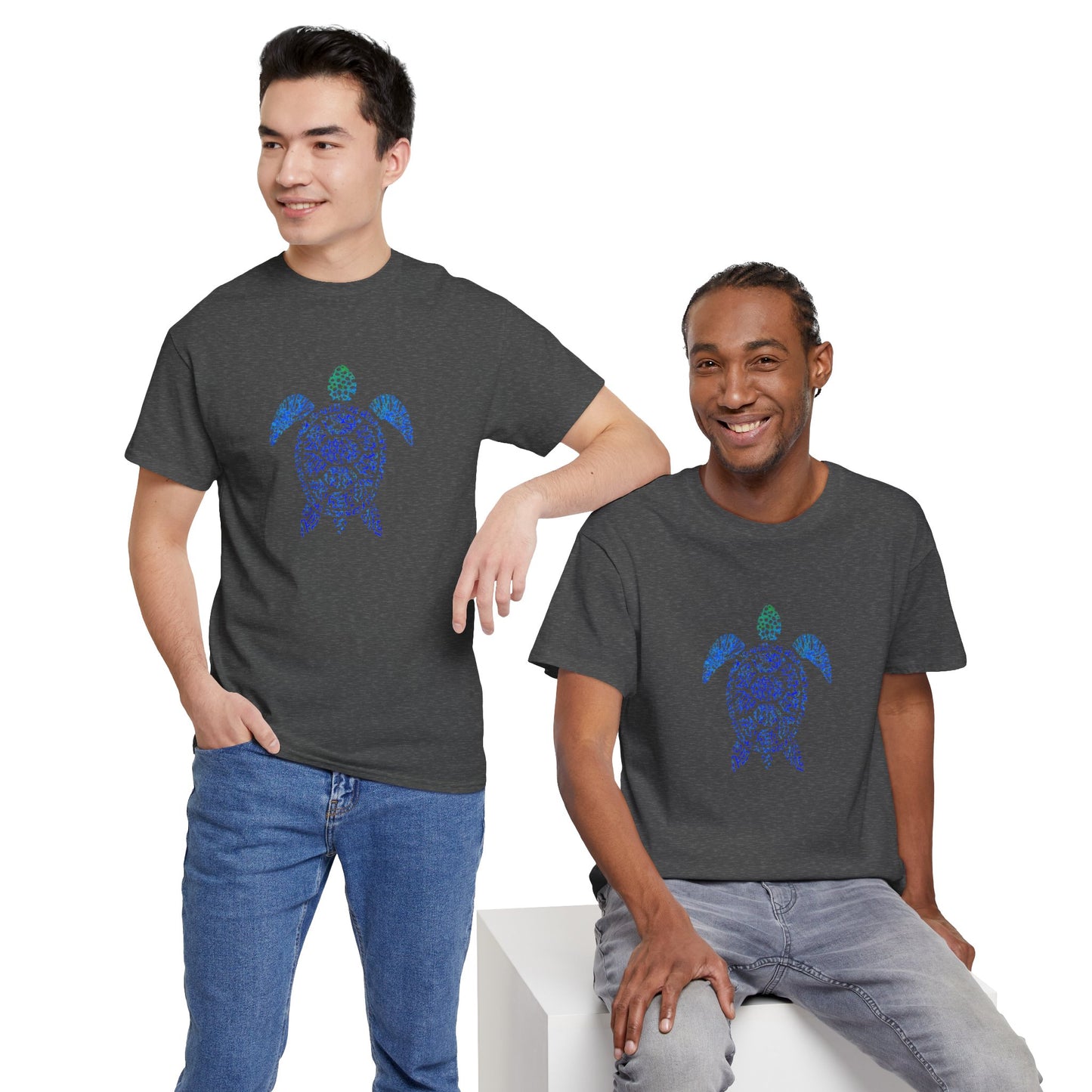 Turtle & Coral Print T-Shirt | Soft Cotton | Unisex
