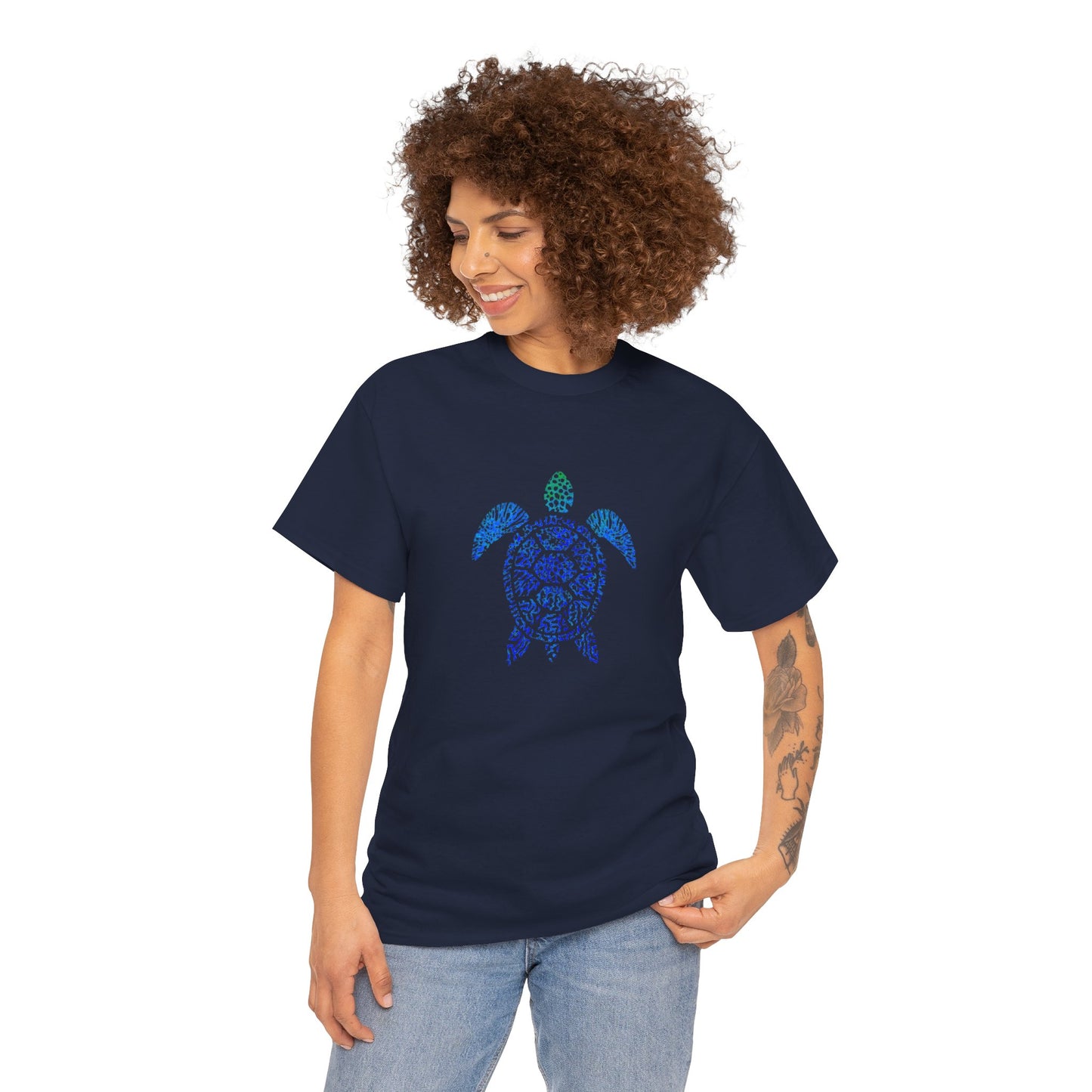 Turtle & Coral Print T-Shirt | Soft Cotton | Unisex