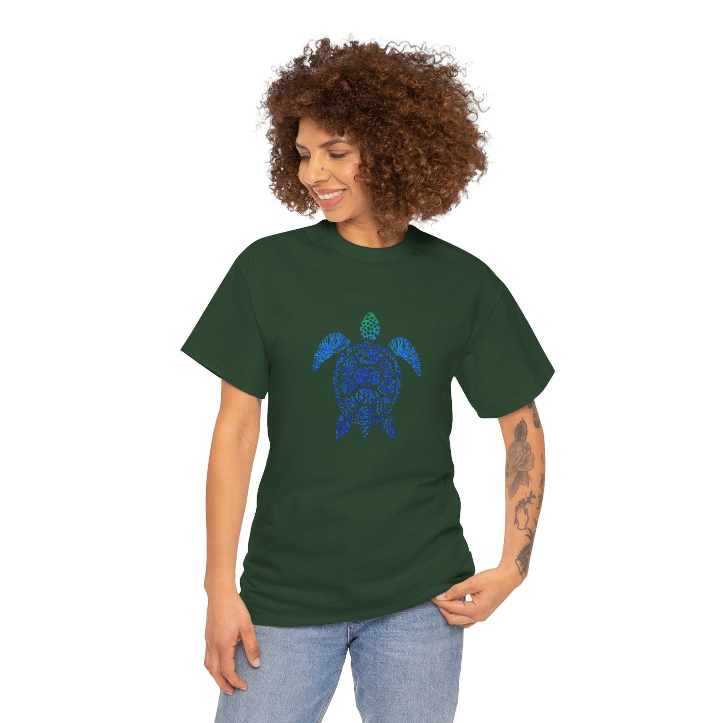 Turtle & Coral Print T-Shirt | Soft Cotton | Unisex