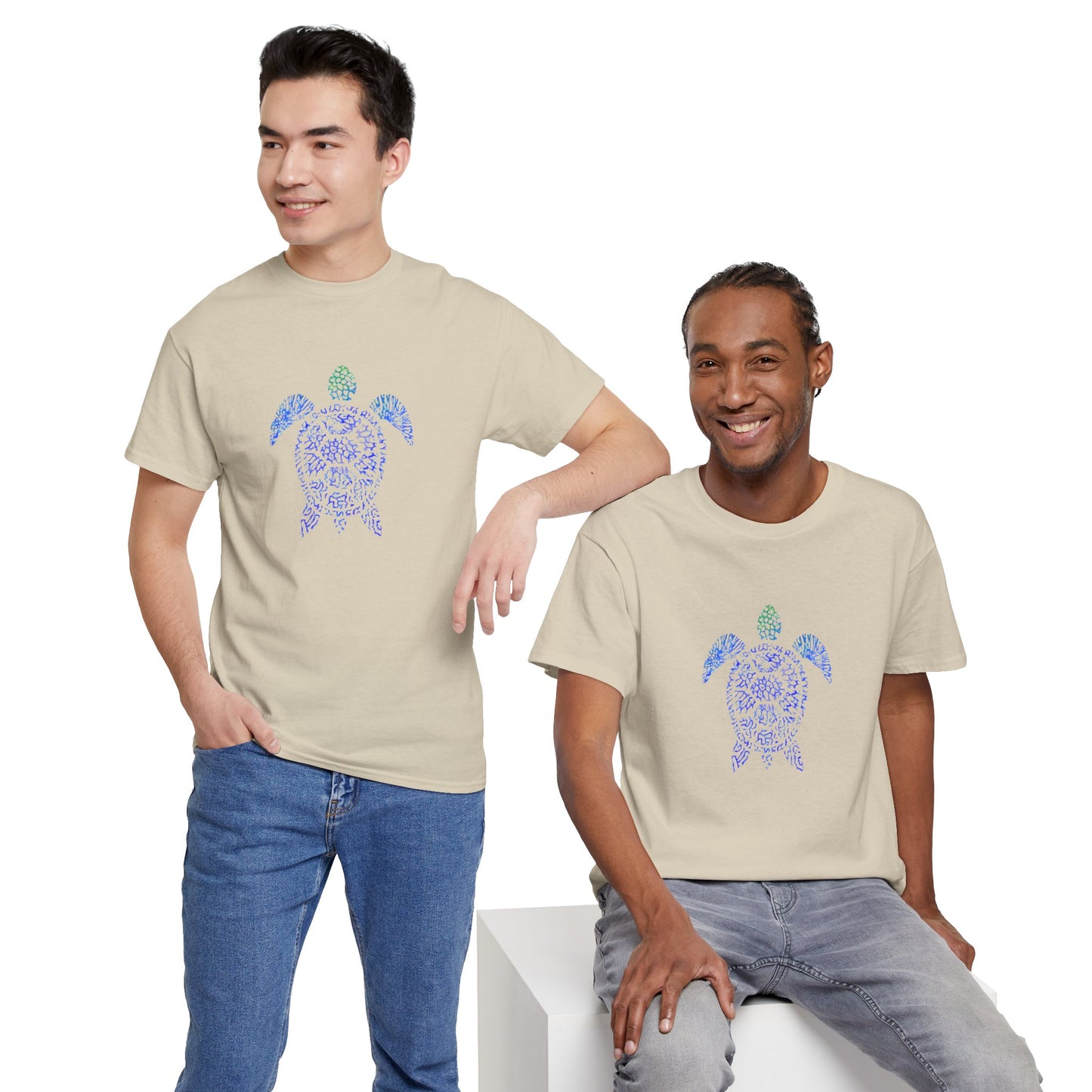 Turtle & Coral Print T-Shirt | Soft Cotton | Unisex