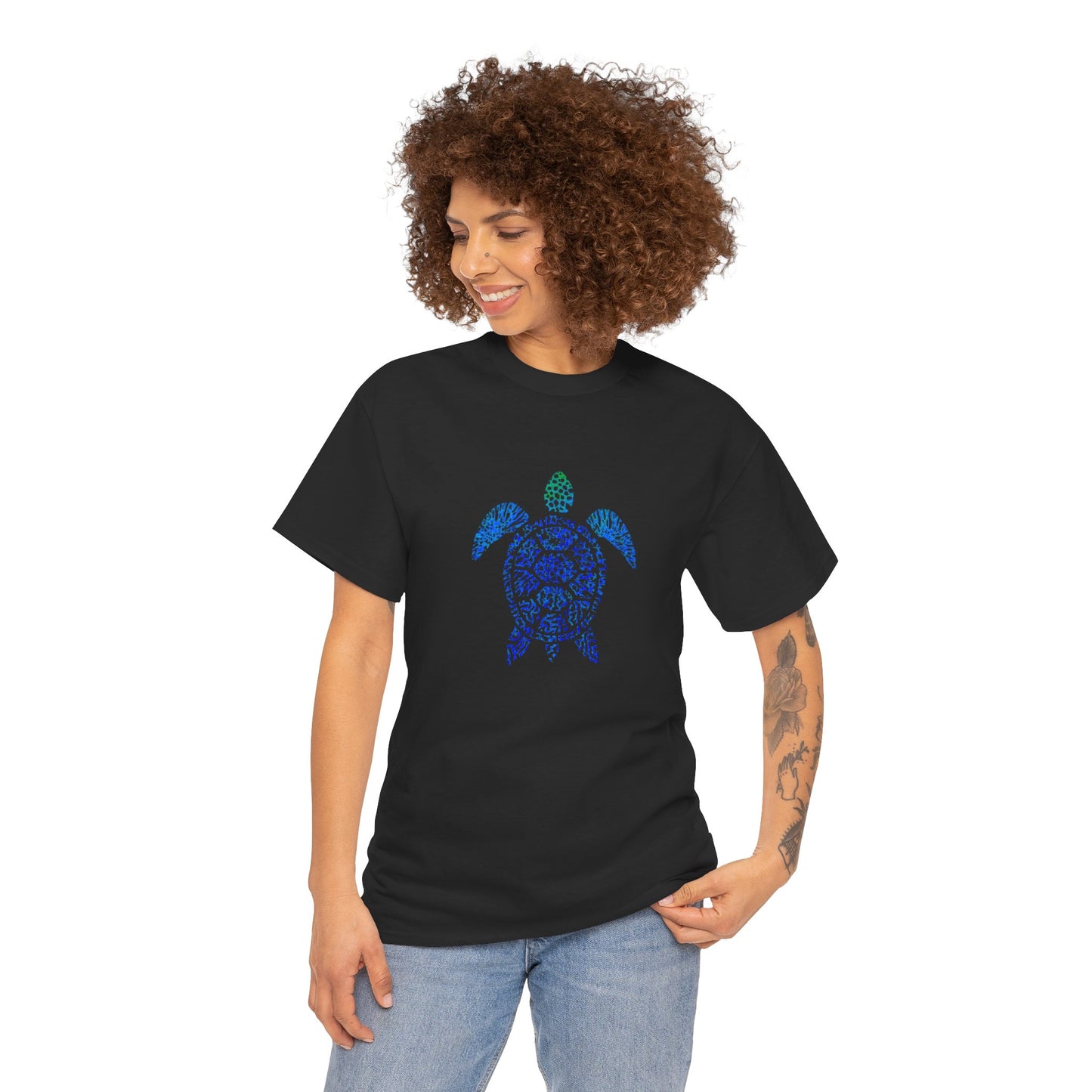Turtle & Coral Print T-Shirt | Soft Cotton | Unisex