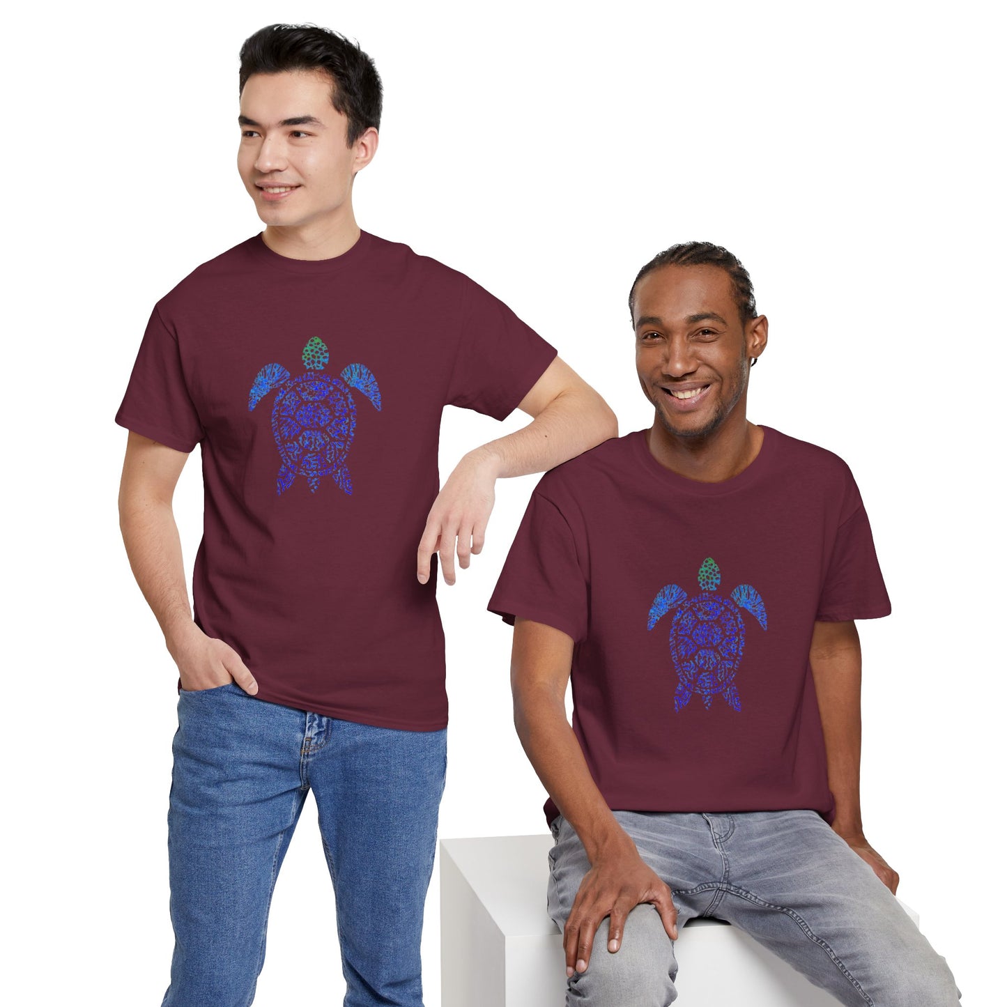 Turtle & Coral Print T-Shirt | Soft Cotton | Unisex