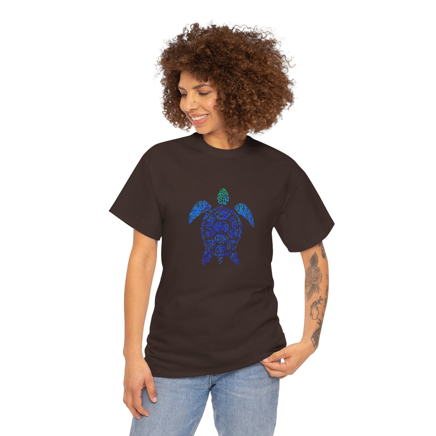 Turtle & Coral Print T-Shirt | Soft Cotton | Unisex