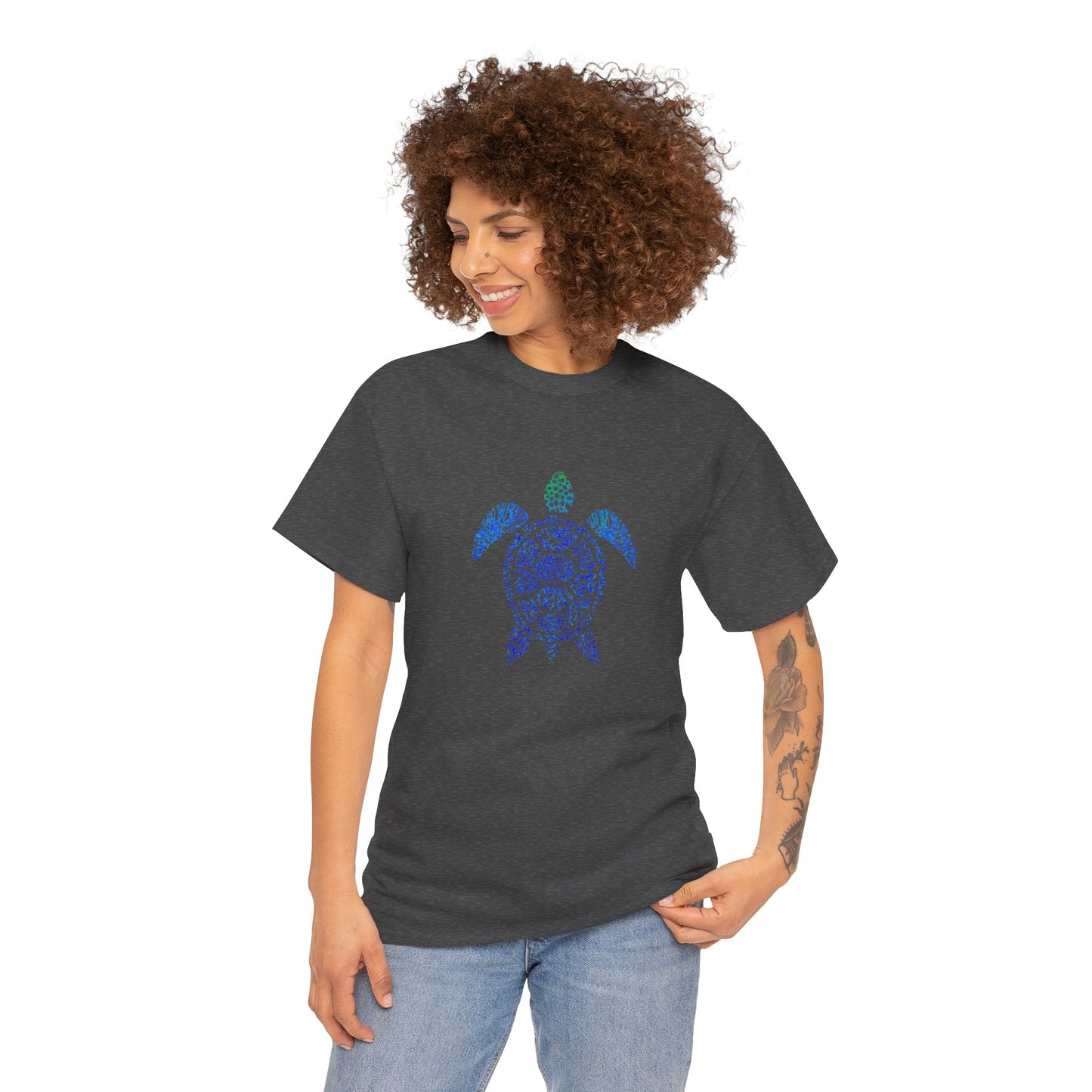 Turtle & Coral Print T-Shirt | Soft Cotton | Unisex