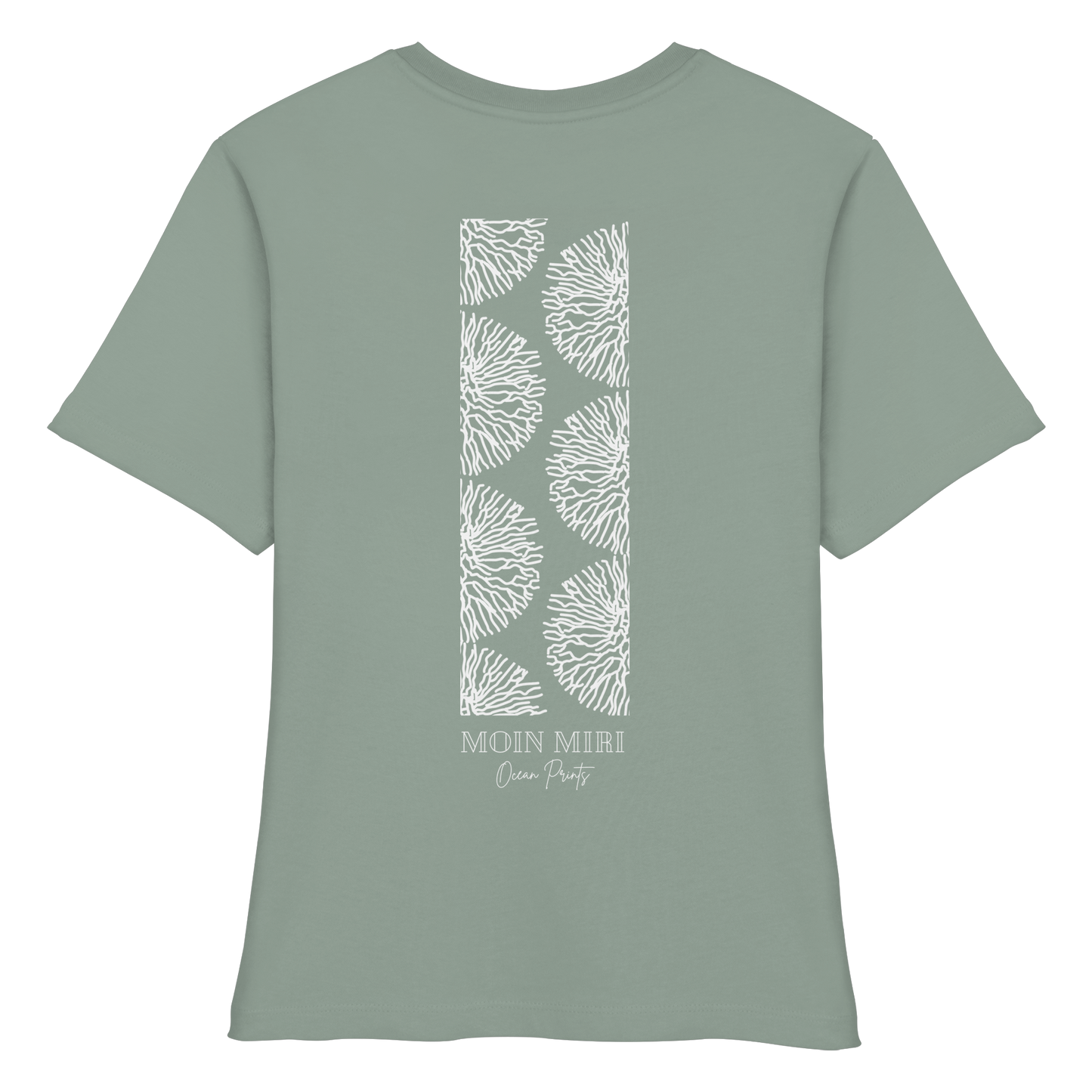White Coral Stripe - Back Print - Fitted Ladies Organic Shirt