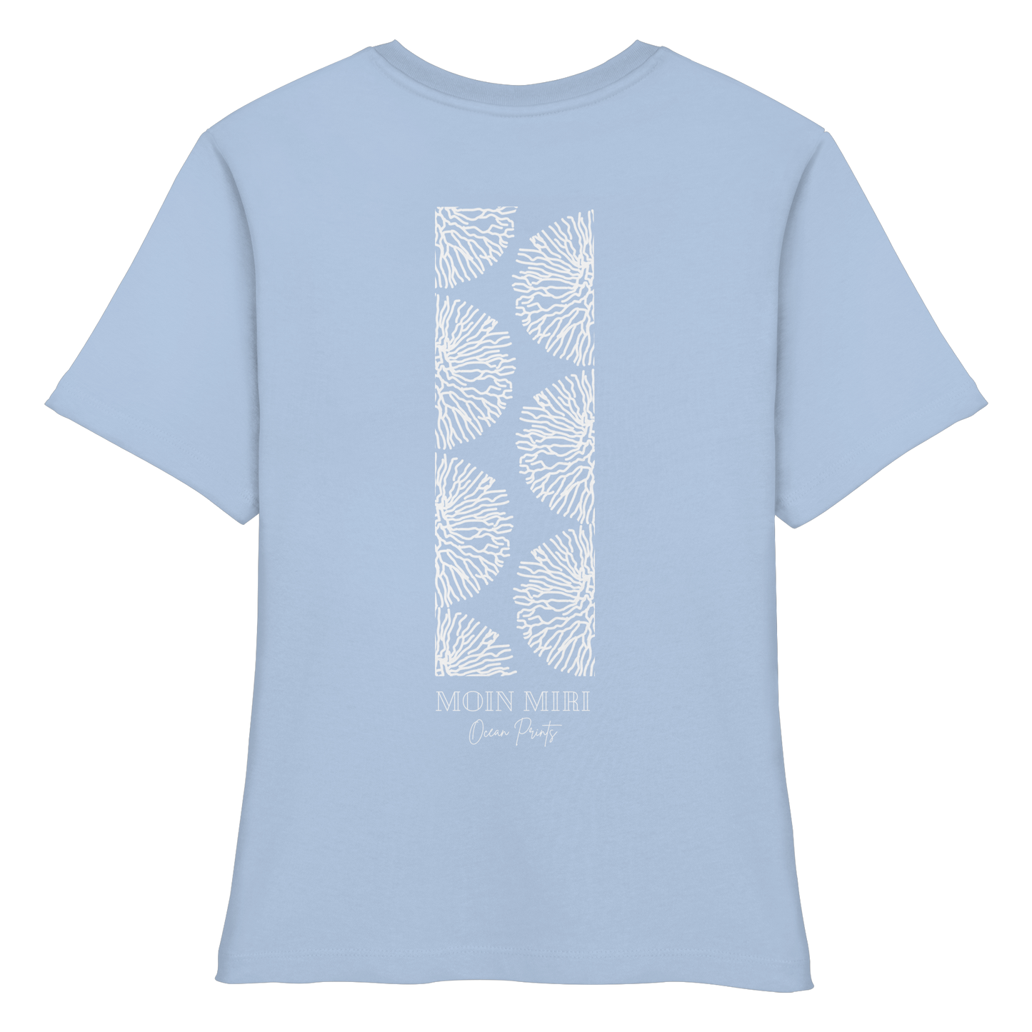 White Coral Stripe - Back Print - Fitted Ladies Organic Shirt