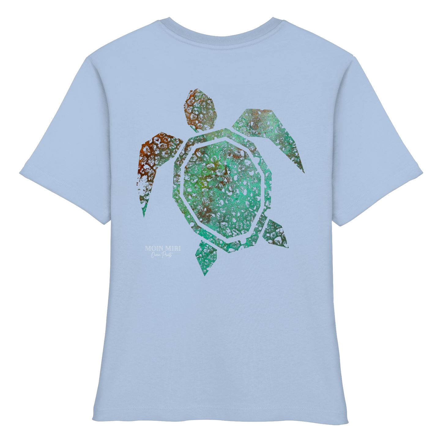 Copper Coral Turtle - Back Print - Fitted Ladies Organic Shirt