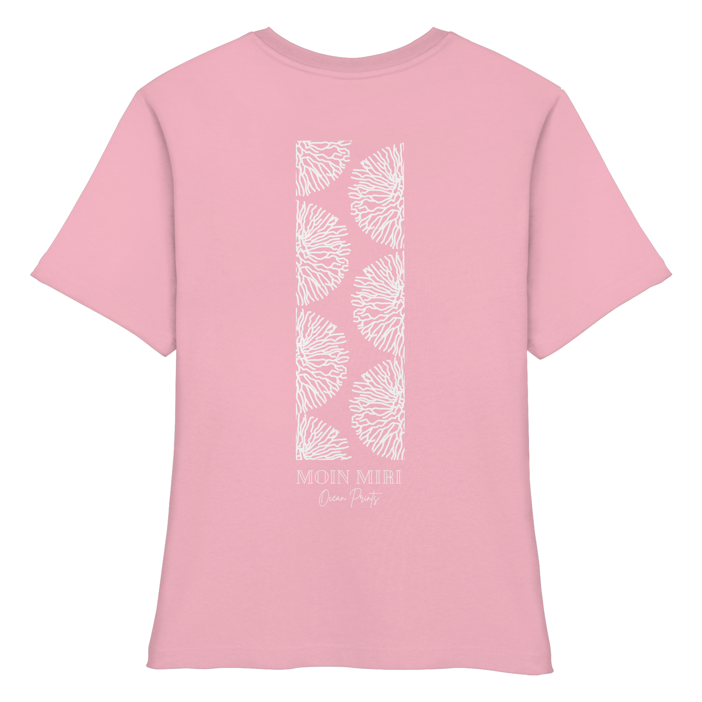 White Coral Stripe - Back Print - Fitted Ladies Organic Shirt