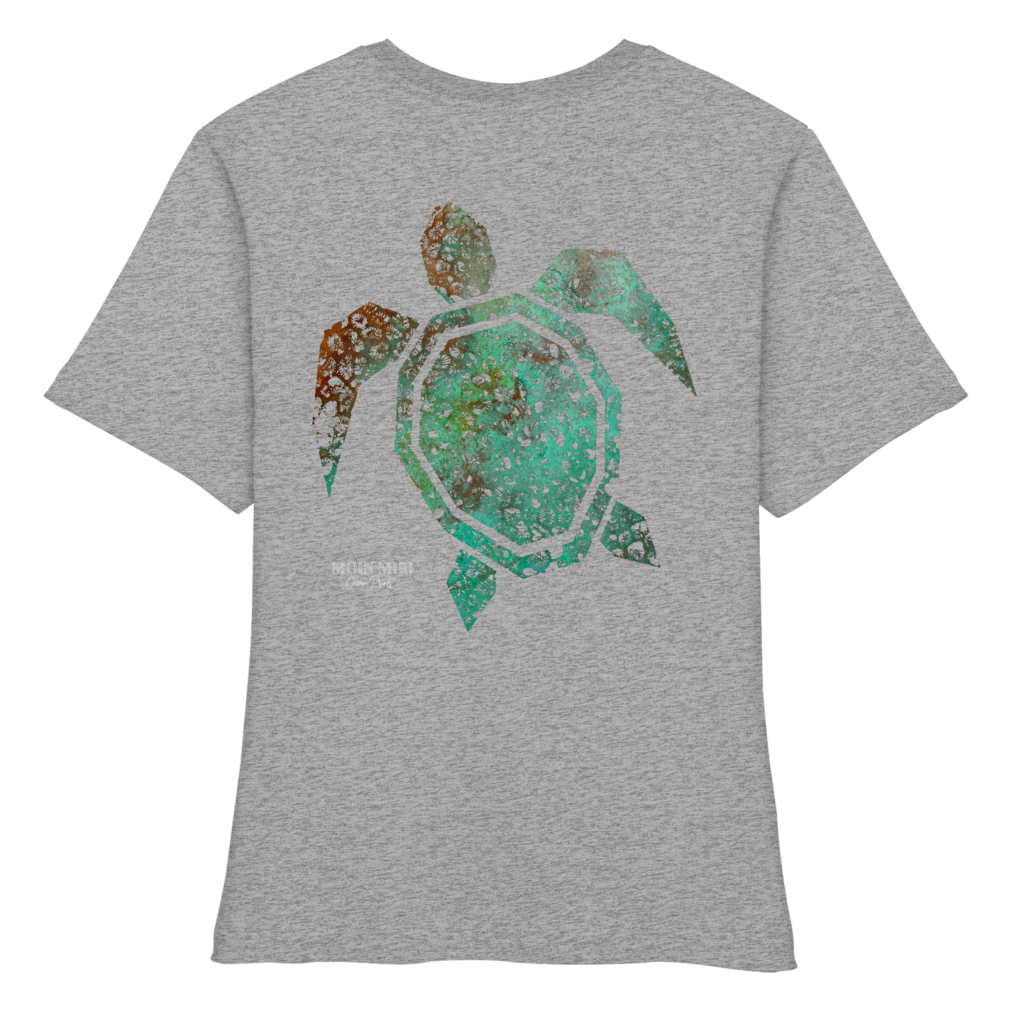 Copper Coral Turtle - Back Print - Fitted Ladies Organic Shirt
