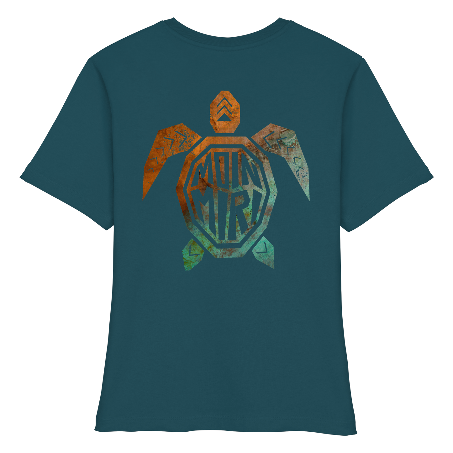 Copper Turtle Logo - Back Print - Fitted Ladies Organic Shirt