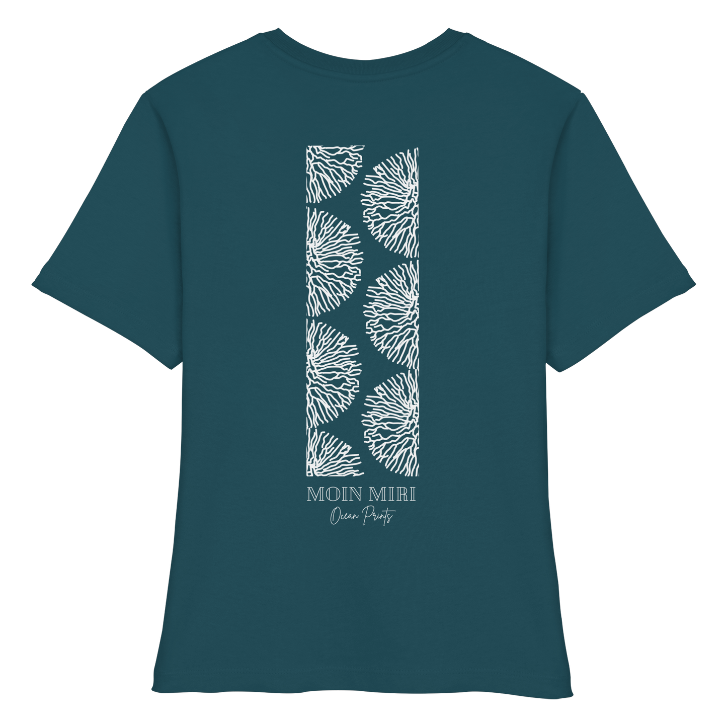 White Coral Stripe - Back Print - Fitted Ladies Organic Shirt