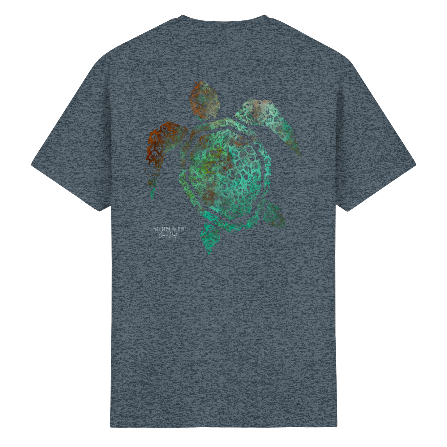 Copper Coral Turtle - Back Print - Heavy Cotton T-Shirt