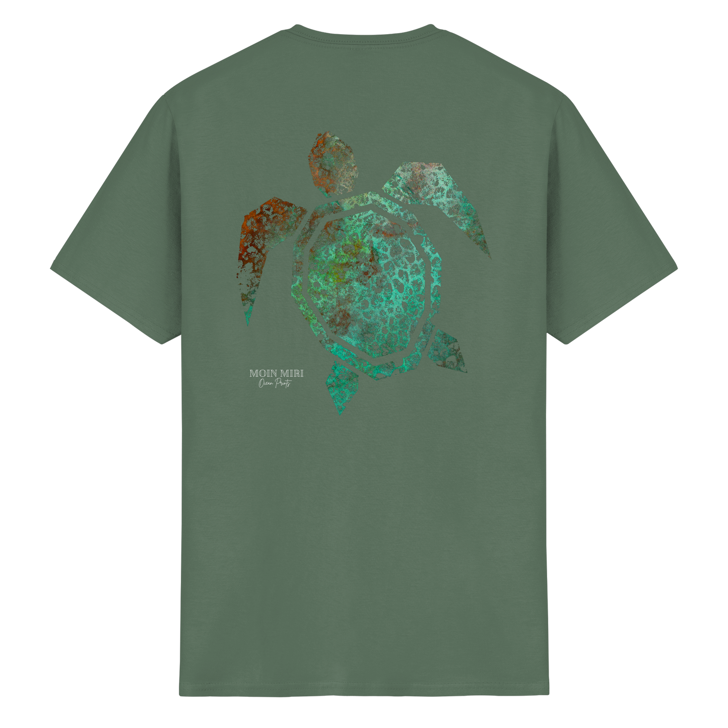 Copper Coral Turtle - Back Print - Heavy Cotton T-Shirt