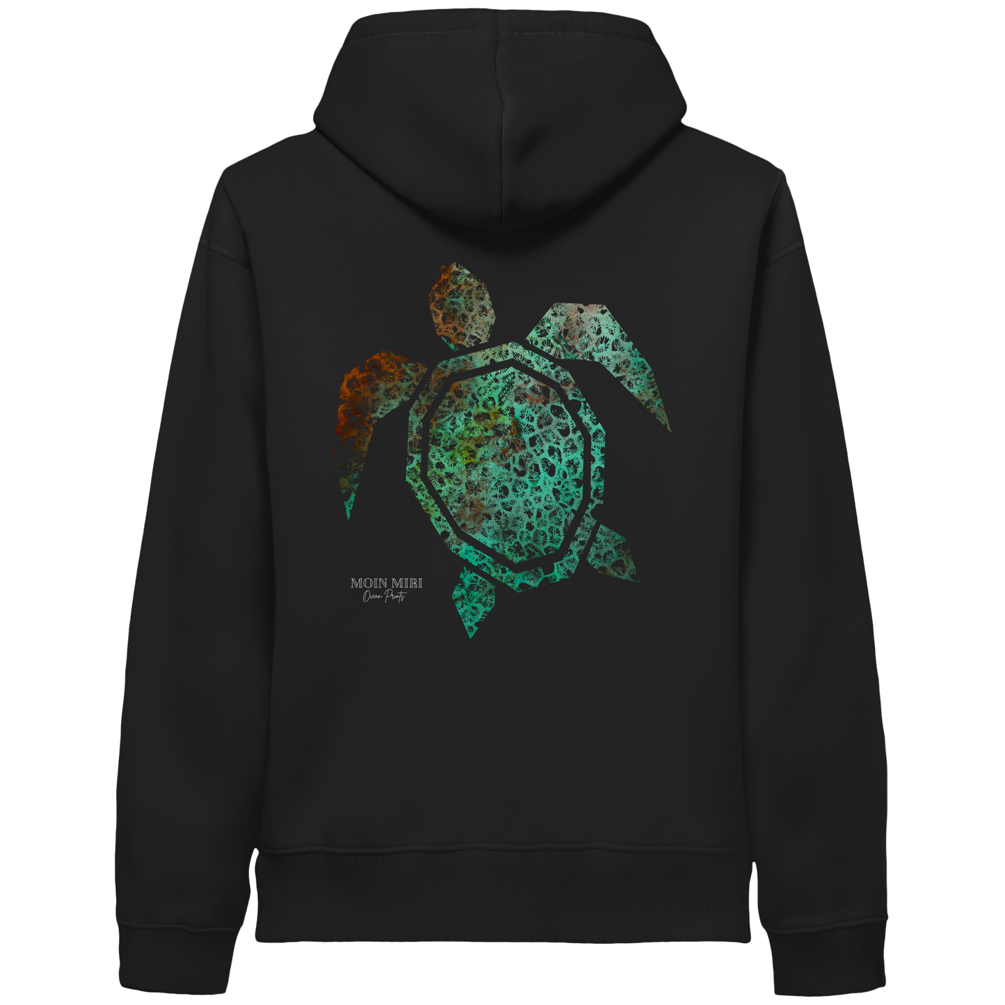 Copper Coral Turtle - Back Print - Organic Side Pocket Hoodie