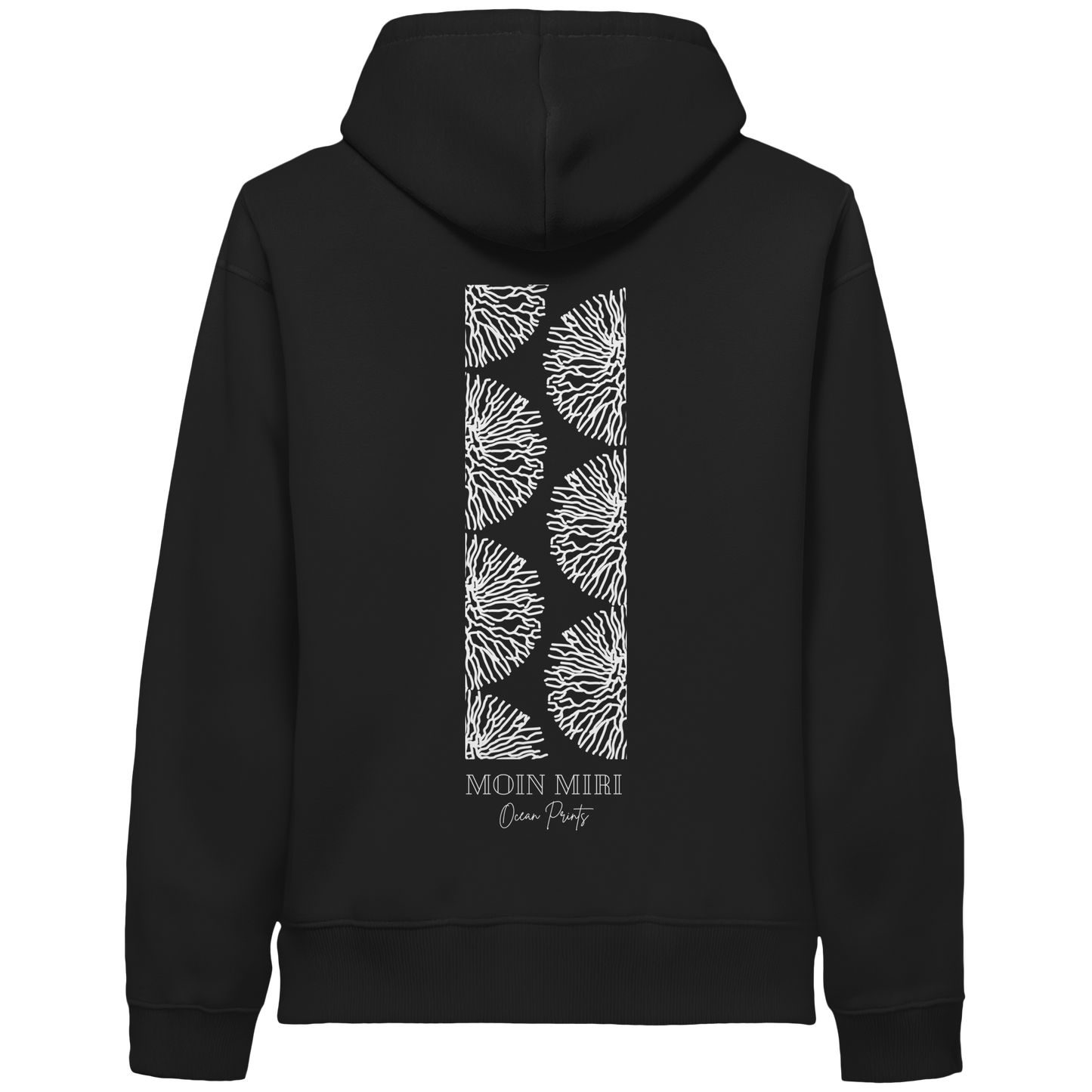 White Coral Stripe - Back Print - Organic Side Pocket Hoodie