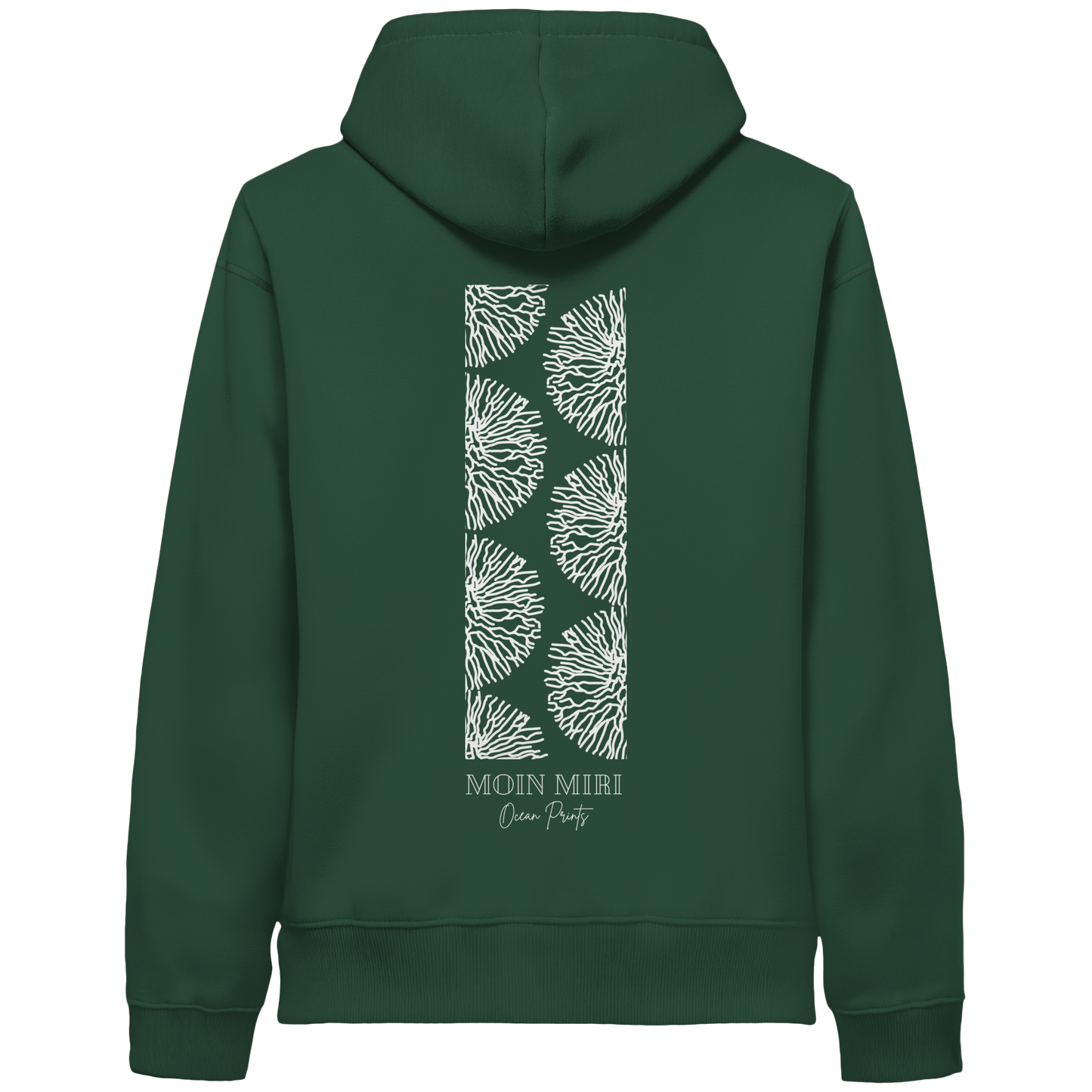 White Coral Stripe - Back Print - Organic Side Pocket Hoodie