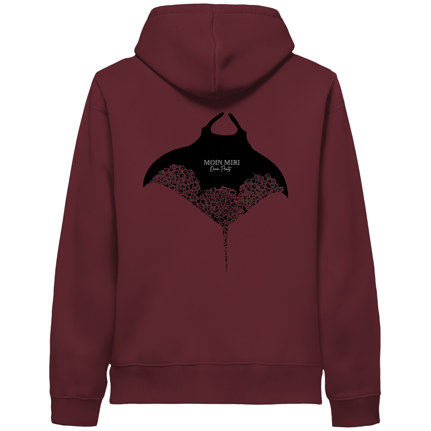 Black Manta - Coral 1 - Back Print - Organic Side Pocket Hoodie