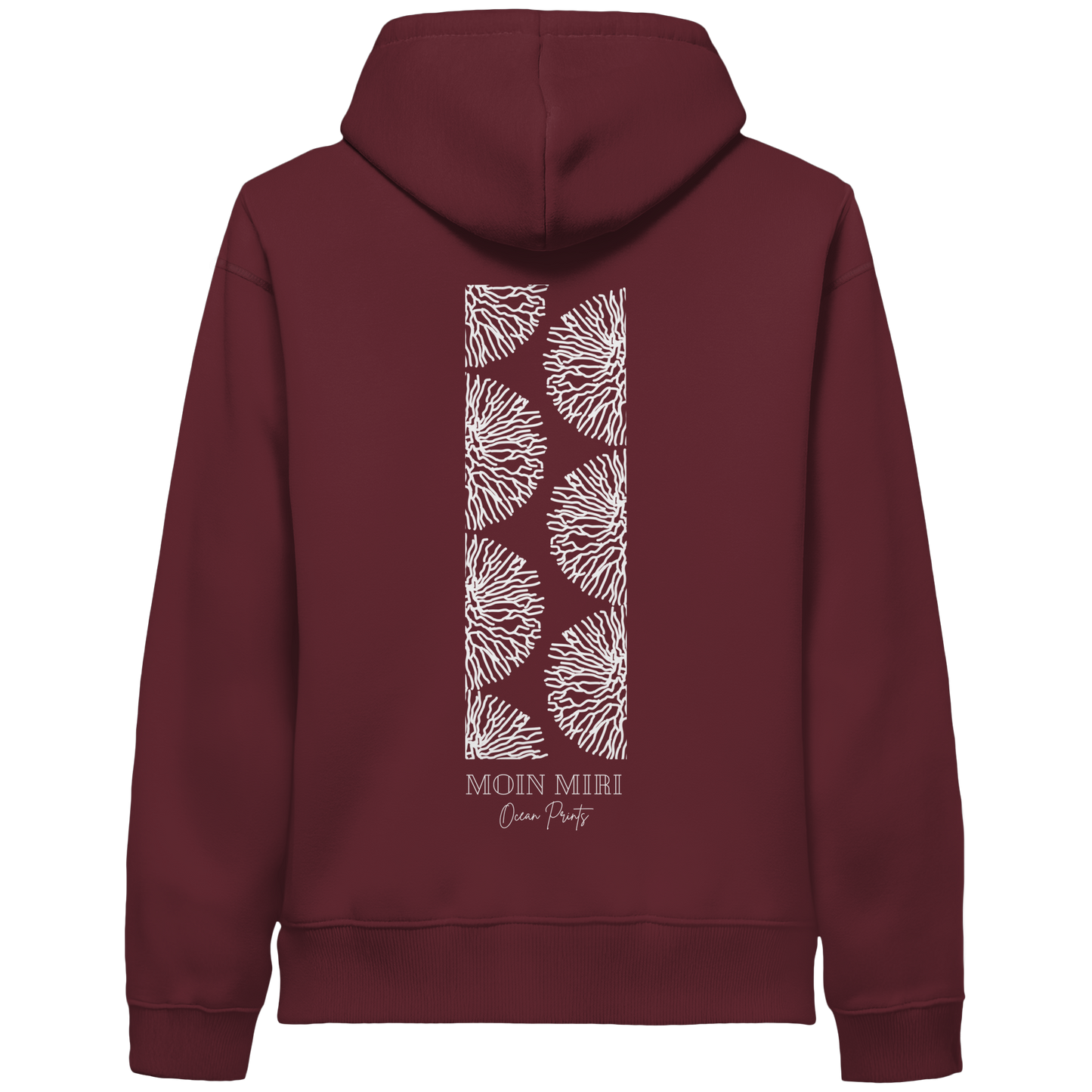 White Coral Stripe - Back Print - Organic Side Pocket Hoodie