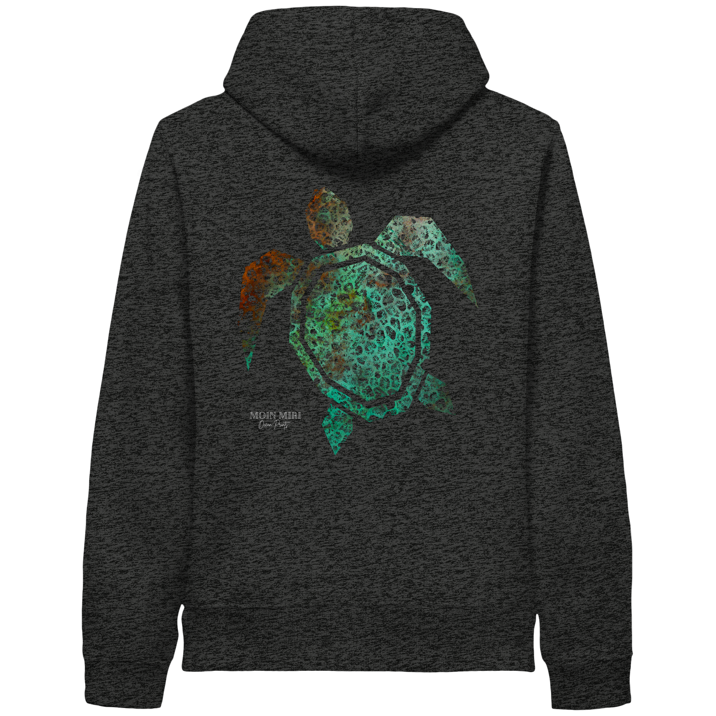 Copper Coral Turtle - Back Print - Organic Side Pocket Hoodie