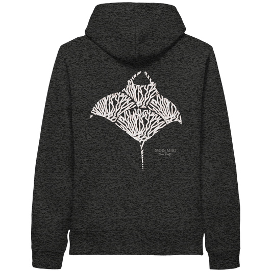 Beige Manta - Coral - Back Print - Organic Side Pocket Hoodie