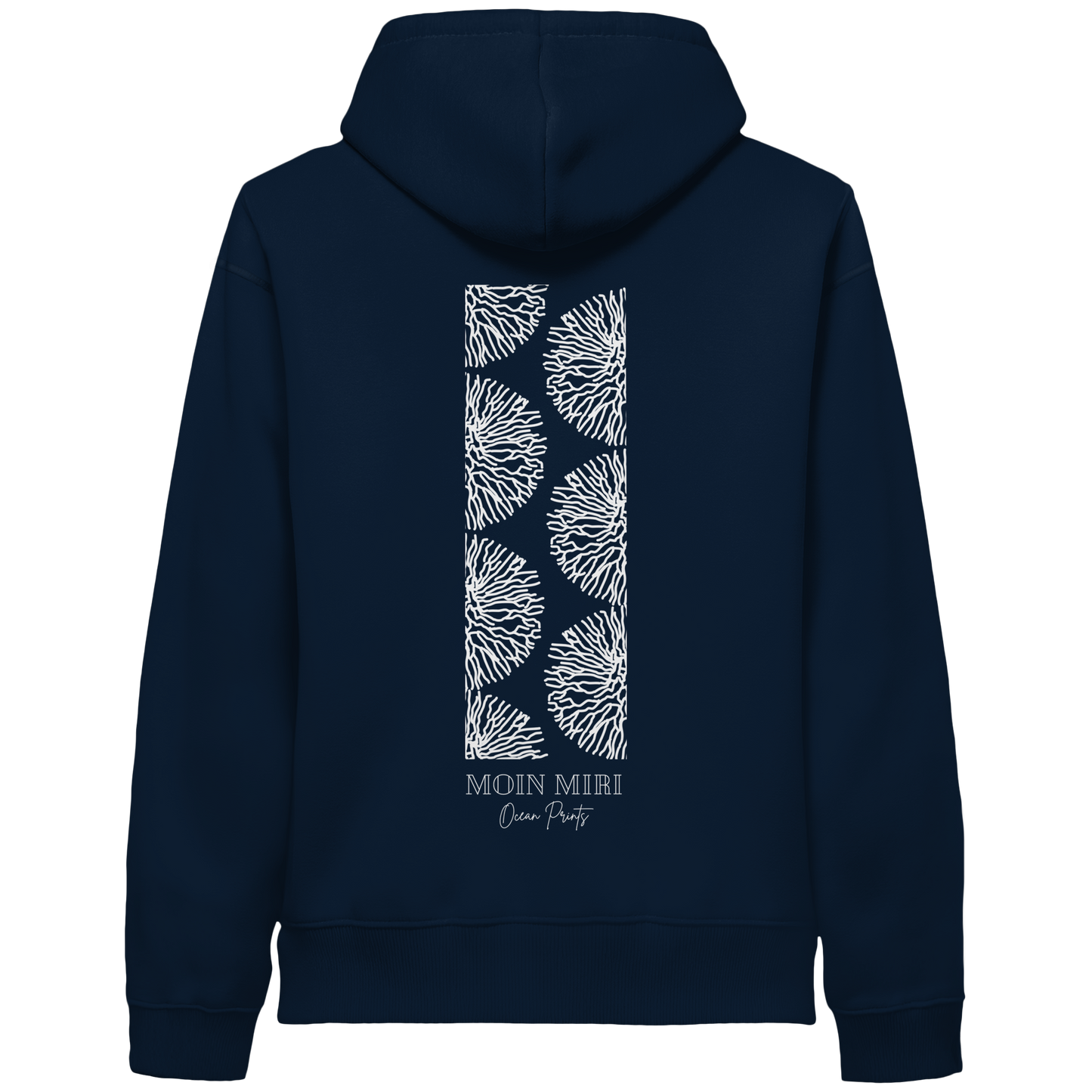 White Coral Stripe - Back Print - Organic Side Pocket Hoodie