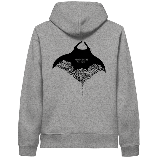 Black Manta - Coral 1 - Back Print - Organic Side Pocket Hoodie