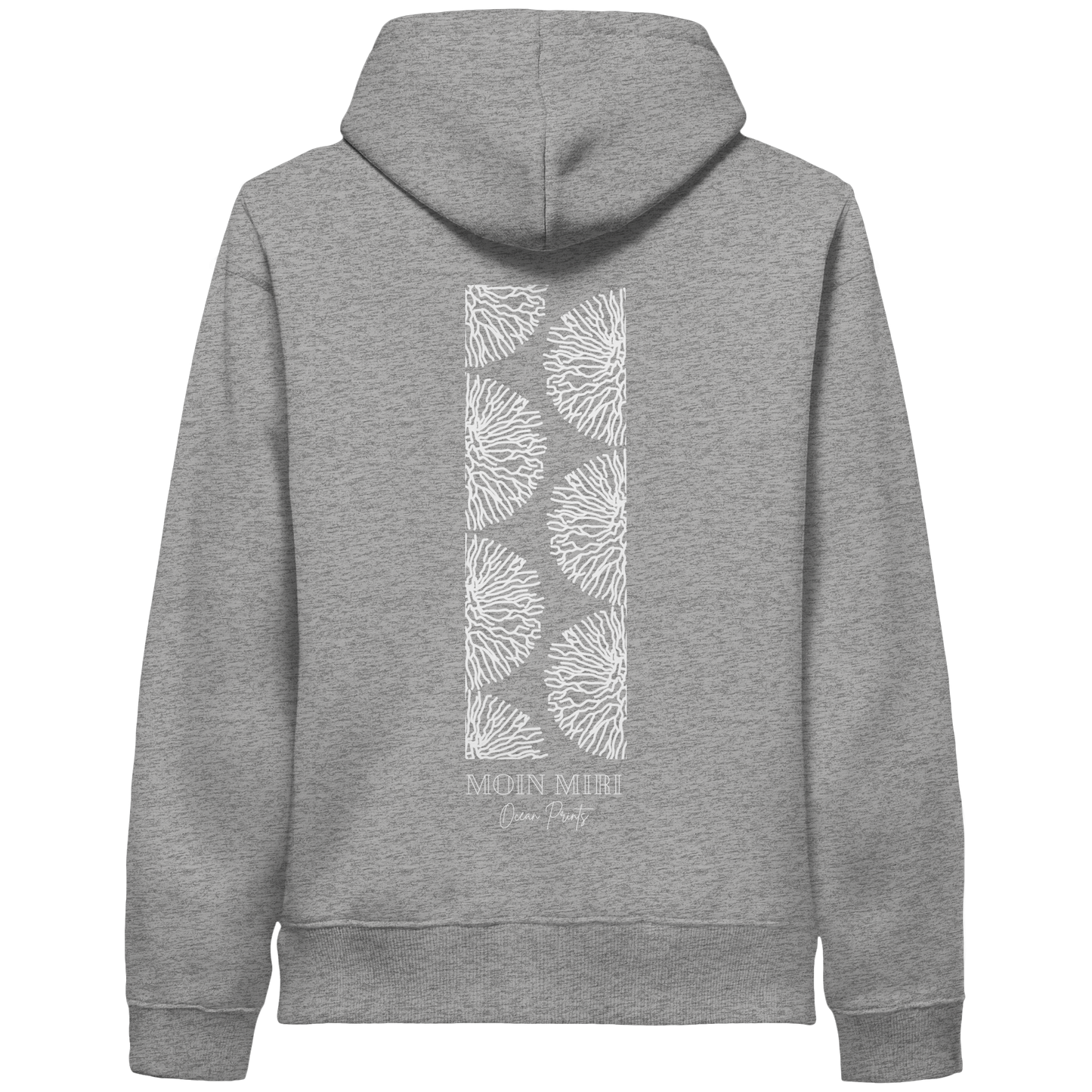 White Coral Stripe - Back Print - Organic Side Pocket Hoodie