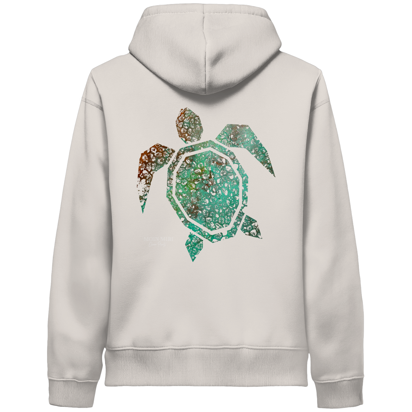 Copper Coral Turtle - Back Print - Organic Side Pocket Hoodie