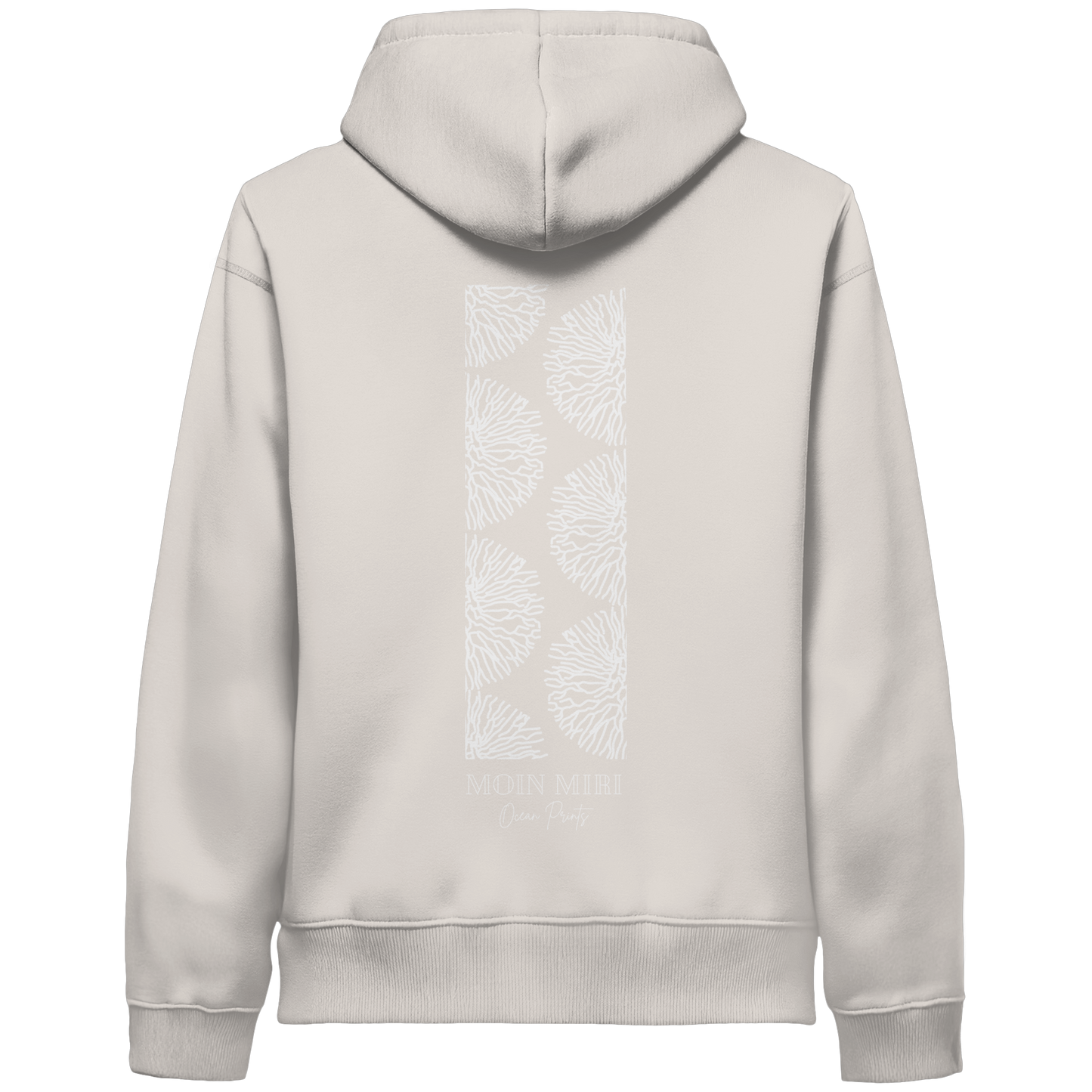 White Coral Stripe - Back Print - Organic Side Pocket Hoodie