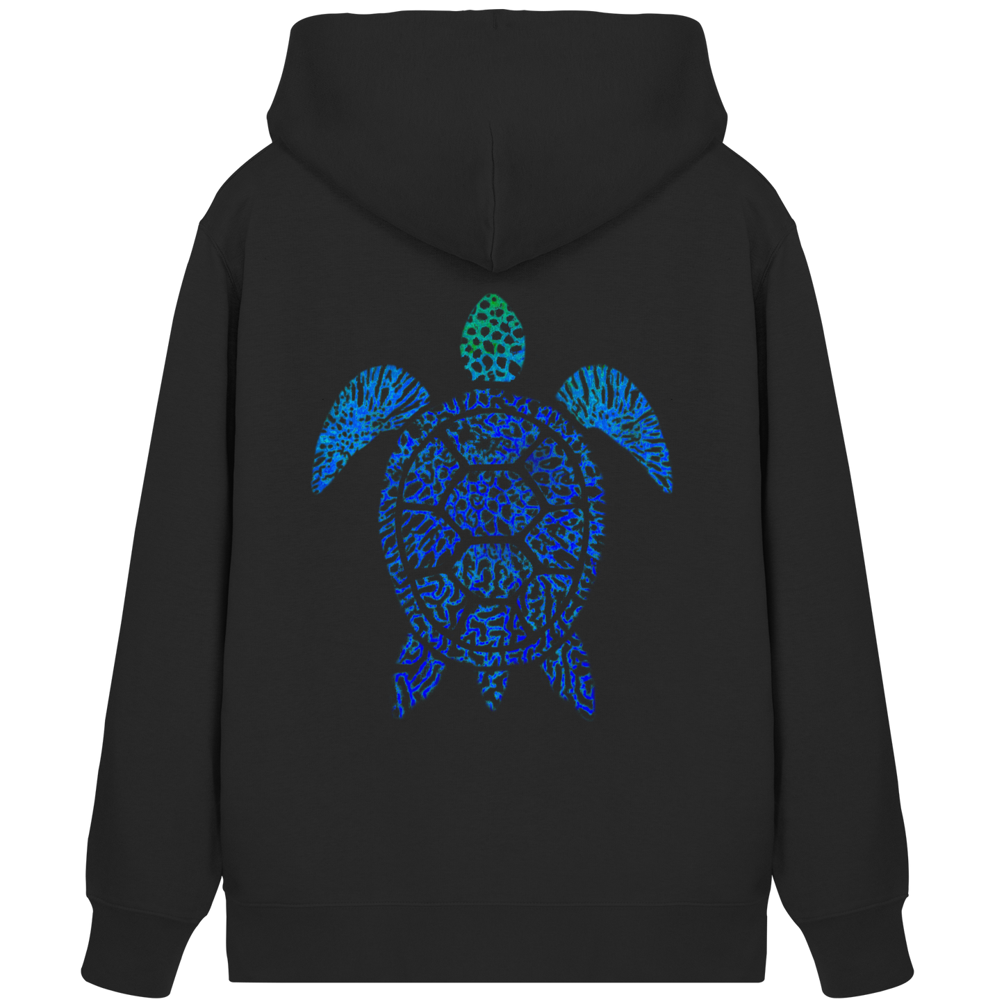 Blue Coral Turtle - Back Print - Organic Zipper