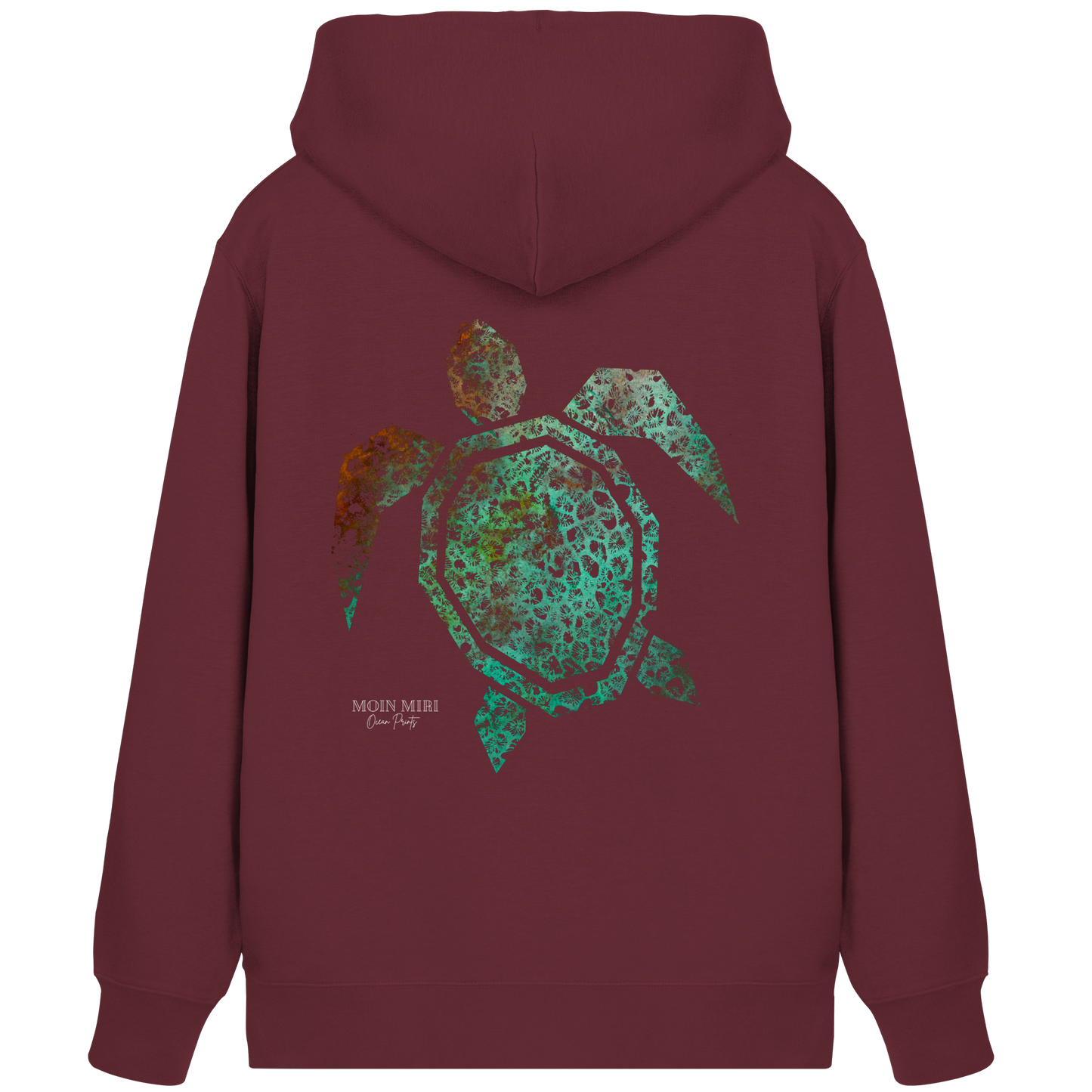 Copper Coral Turtle - Back Print - Organic Zipper