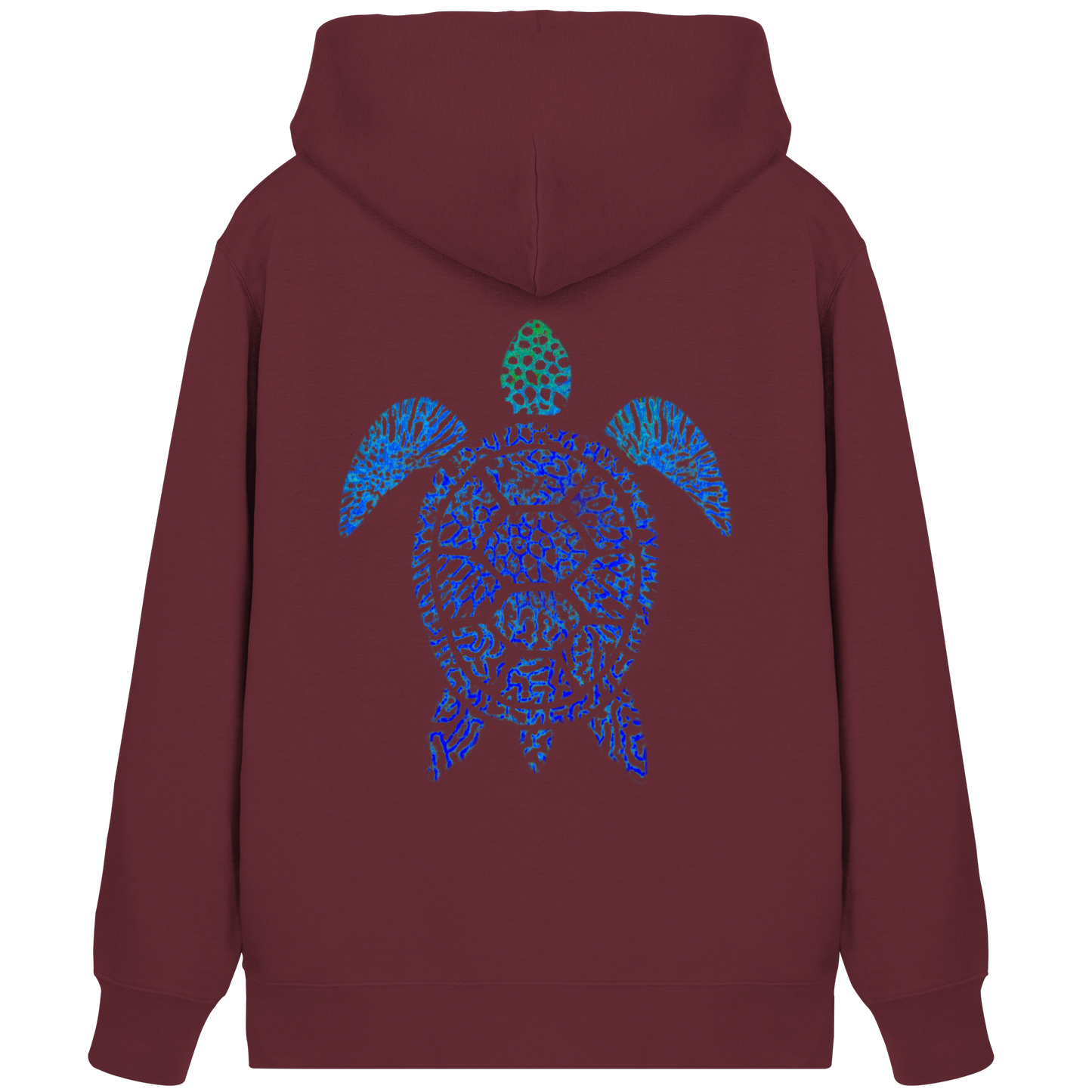 Blue Coral Turtle - Back Print - Organic Zipper