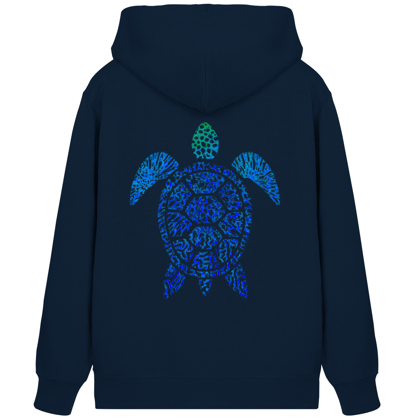 Blue Coral Turtle - Back Print - Organic Zipper