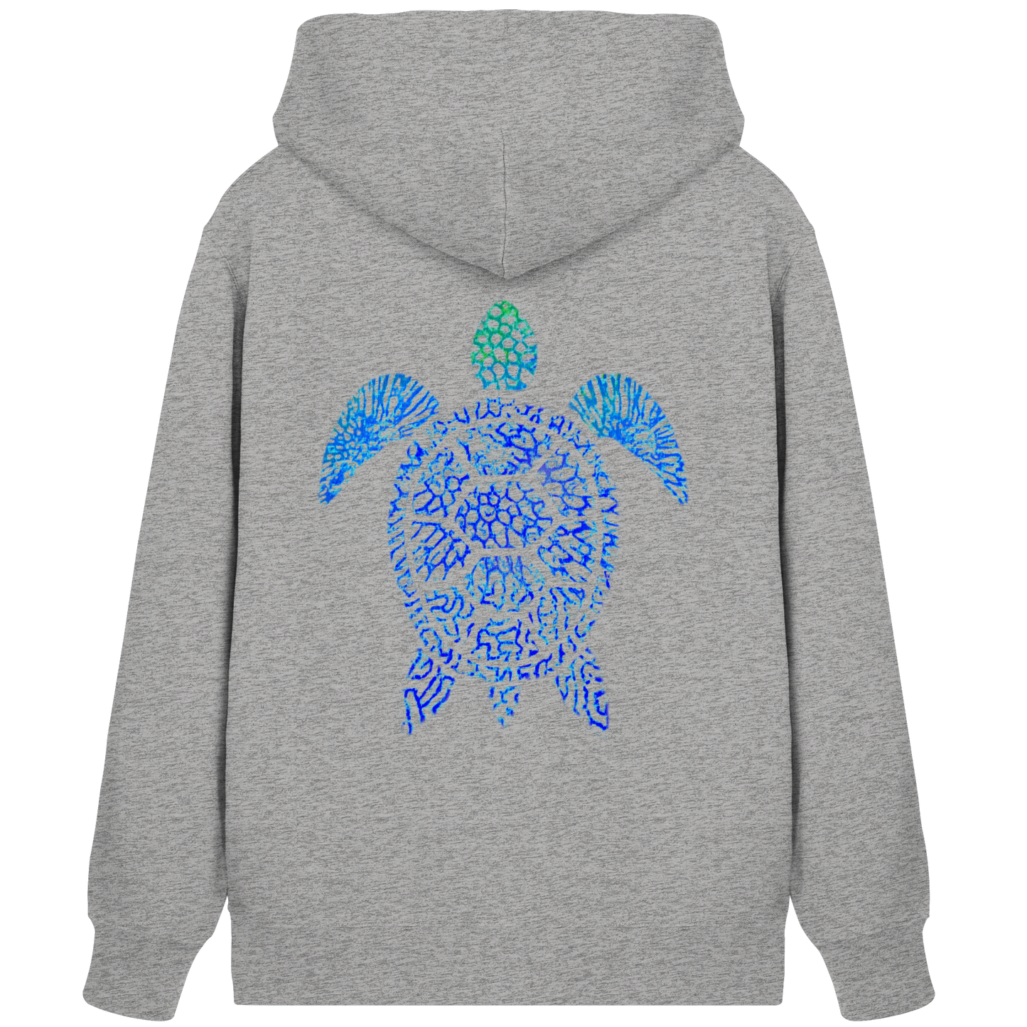 Blue Coral Turtle - Back Print - Organic Zipper