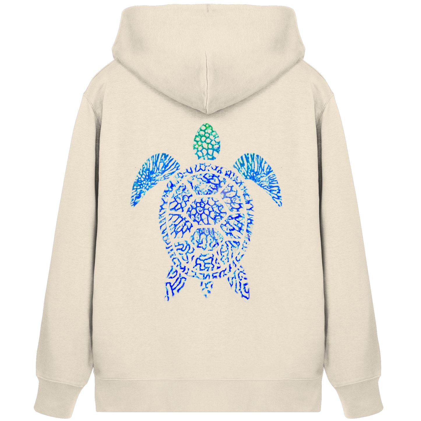 Blue Coral Turtle - Back Print - Organic Zipper