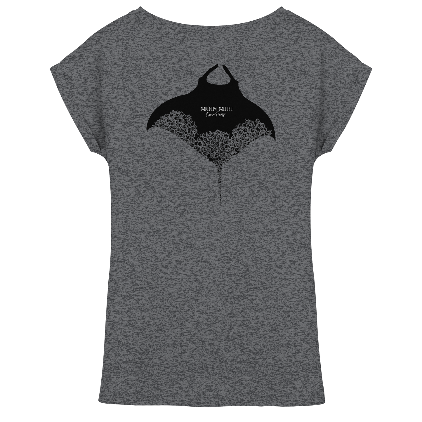 Black Manta - Coral 1 - Back Print - Womens Extended Shoulder T-Shirt