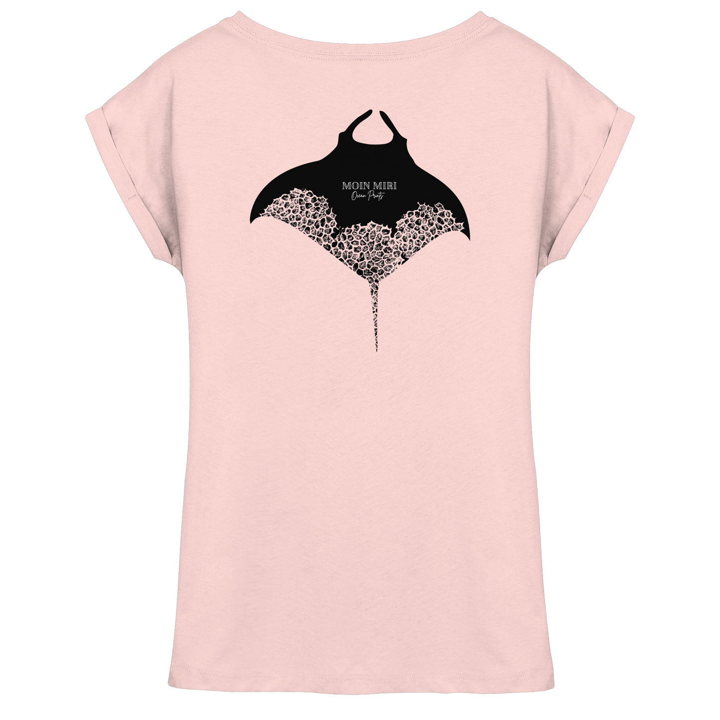 Black Manta - Coral 1 - Back Print - Womens Extended Shoulder T-Shirt