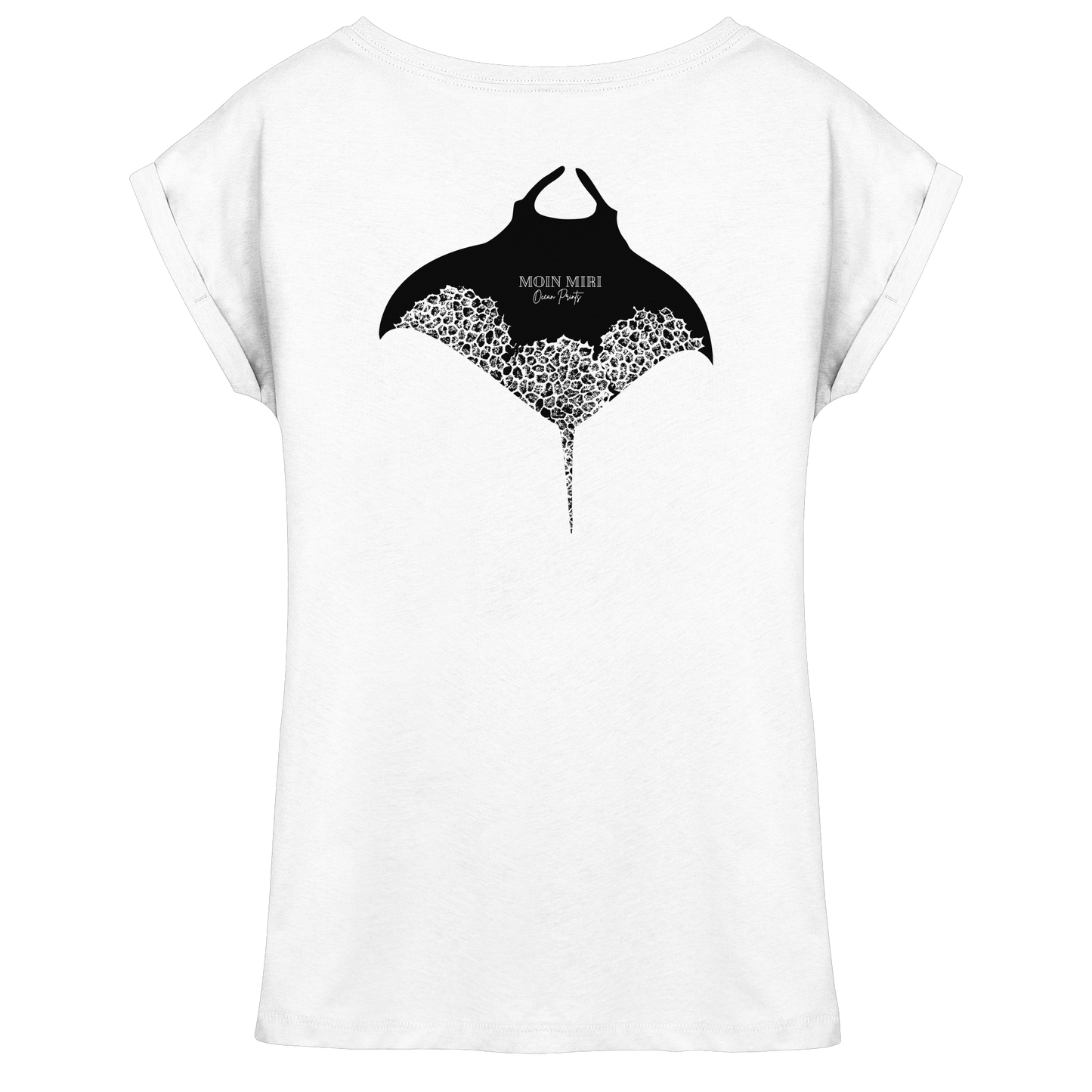 Black Manta - Coral 1 - Back Print - Womens Extended Shoulder T-Shirt