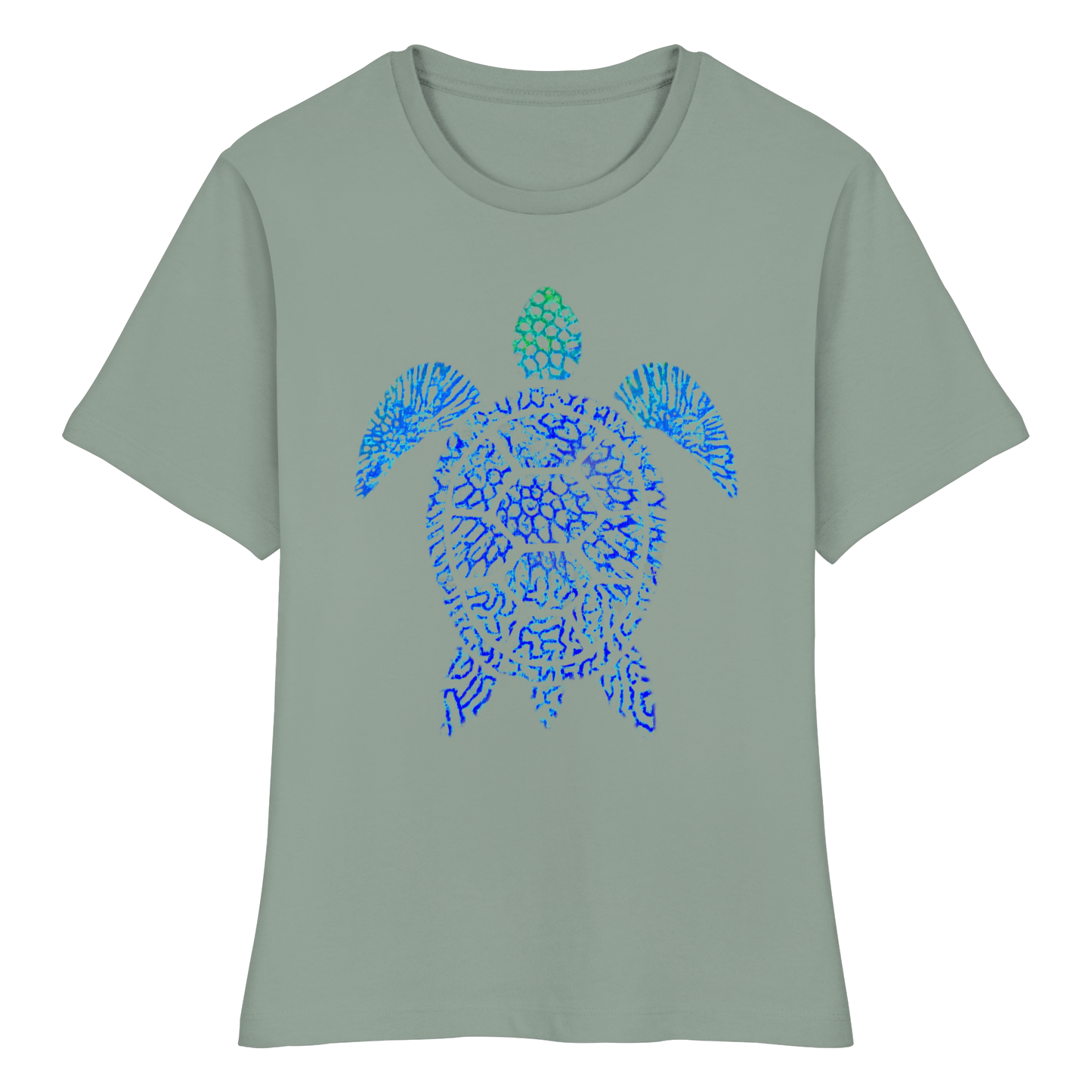 Blue Coral Turtle - Fitted Ladies Organic Shirt