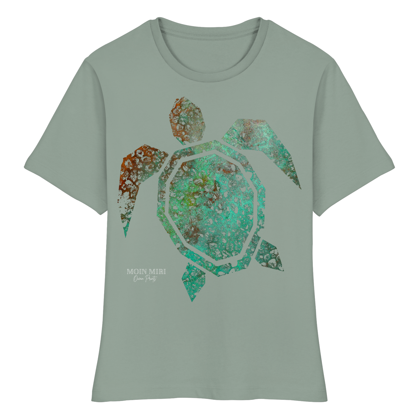 Copper Coral Turtle - Fitted Ladies Organic Shirt