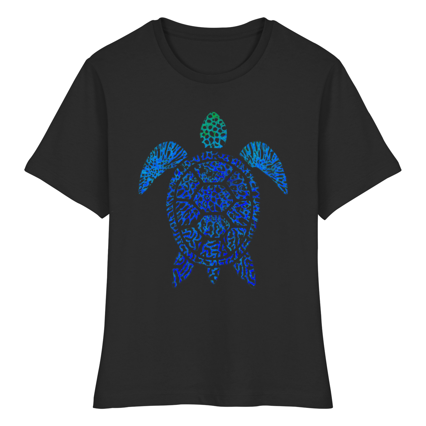 Blue Coral Turtle - Fitted Ladies Organic Shirt