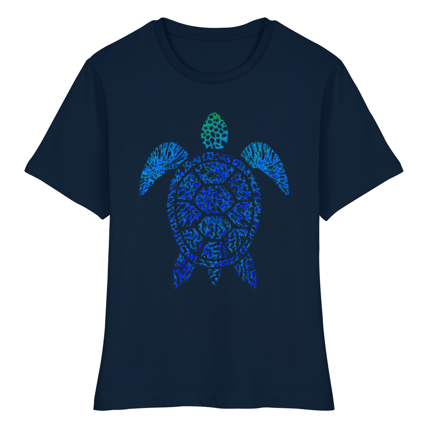 Blue Coral Turtle - Fitted Ladies Organic Shirt