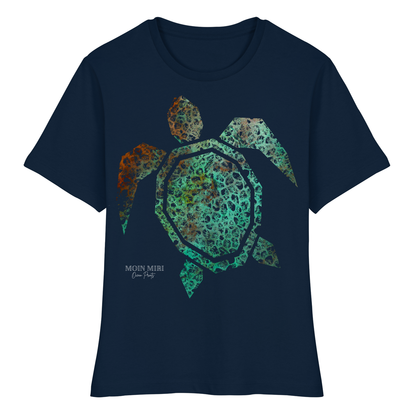 Copper Coral Turtle - Fitted Ladies Organic Shirt